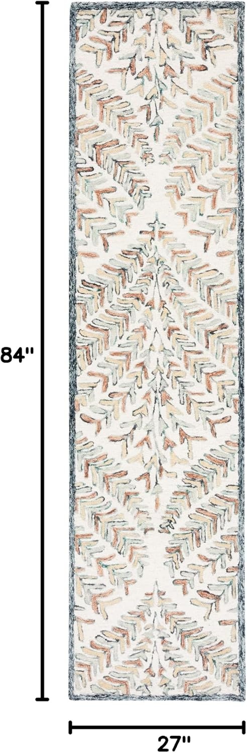 image:imageSAFAVIEH Area Rug 8x10 Capri Collection Large Ivory amp Blue Handmade Wool Ideal for Living Room Bedroom Office Dining Space CPR208AIvoryGreen