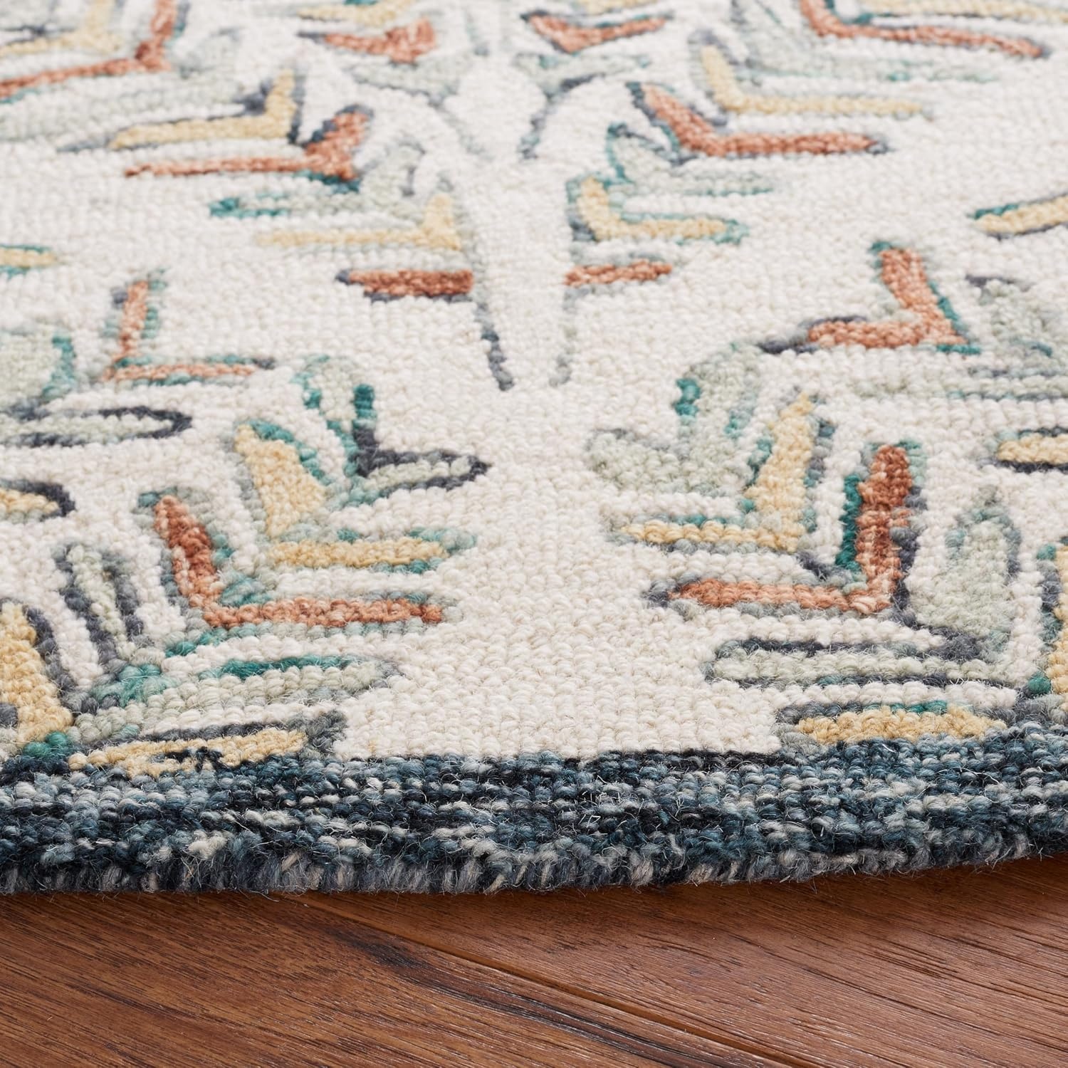image:imageSAFAVIEH Area Rug 8x10 Capri Collection Large Ivory amp Blue Handmade Wool Ideal for Living Room Bedroom Office Dining Space CPR208AIvoryGreen