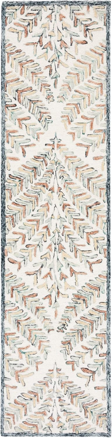 image:imageSAFAVIEH Area Rug 8x10 Capri Collection Large Ivory amp Blue Handmade Wool Ideal for Living Room Bedroom Office Dining Space CPR208AIvoryGreen