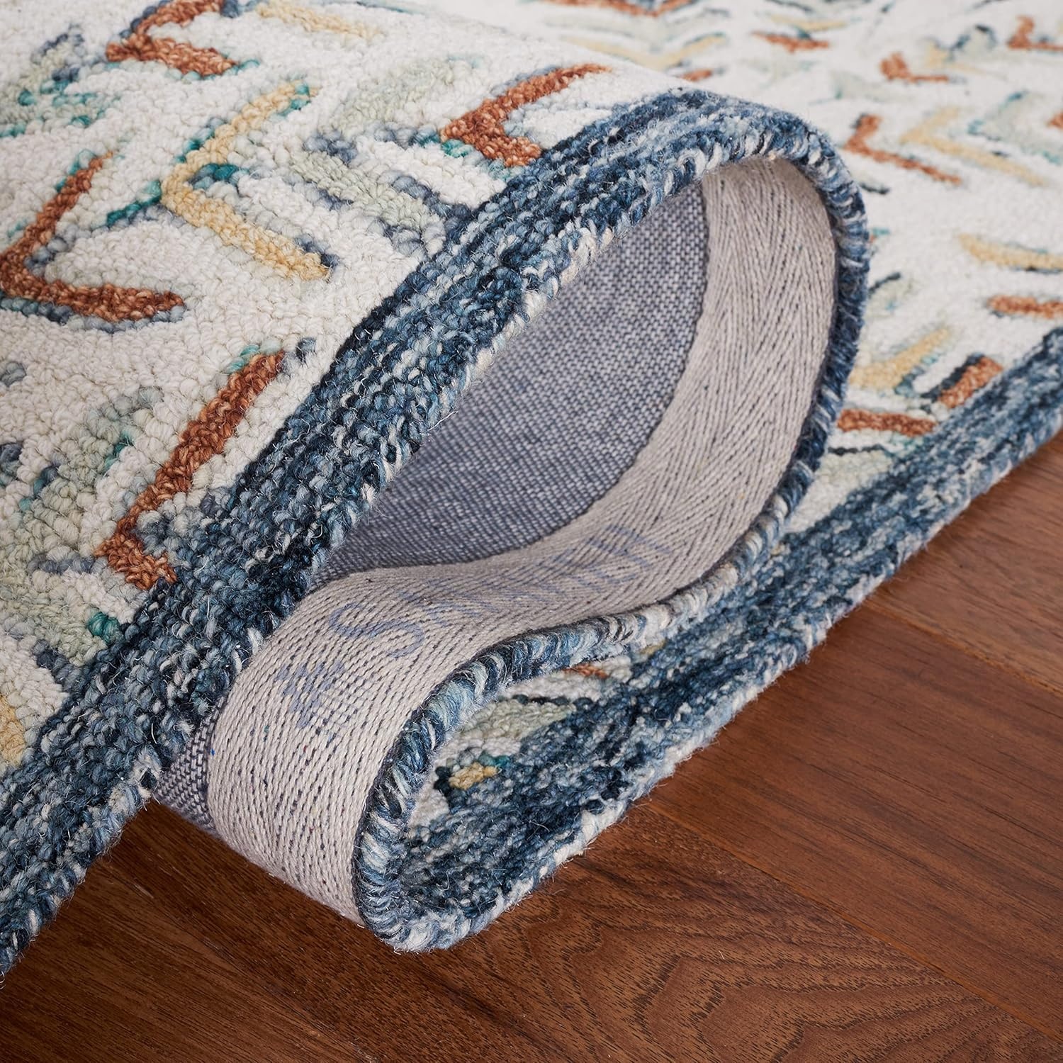 image:imageSAFAVIEH Area Rug 8x10 Capri Collection Large Ivory amp Blue Handmade Wool Ideal for Living Room Bedroom Office Dining Space CPR208AIvoryGreen