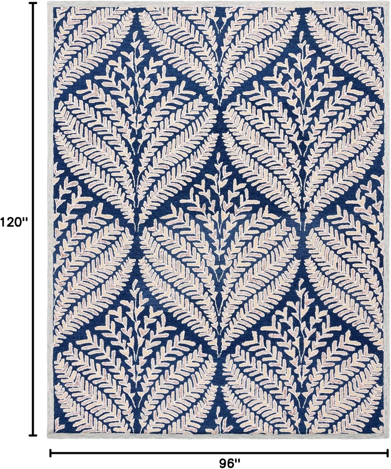 image:imageSAFAVIEH Area Rug 8x10 Capri Collection Large Ivory amp Blue Handmade Wool Ideal for Living Room Bedroom Office Dining Space CPR208ANavyIvory