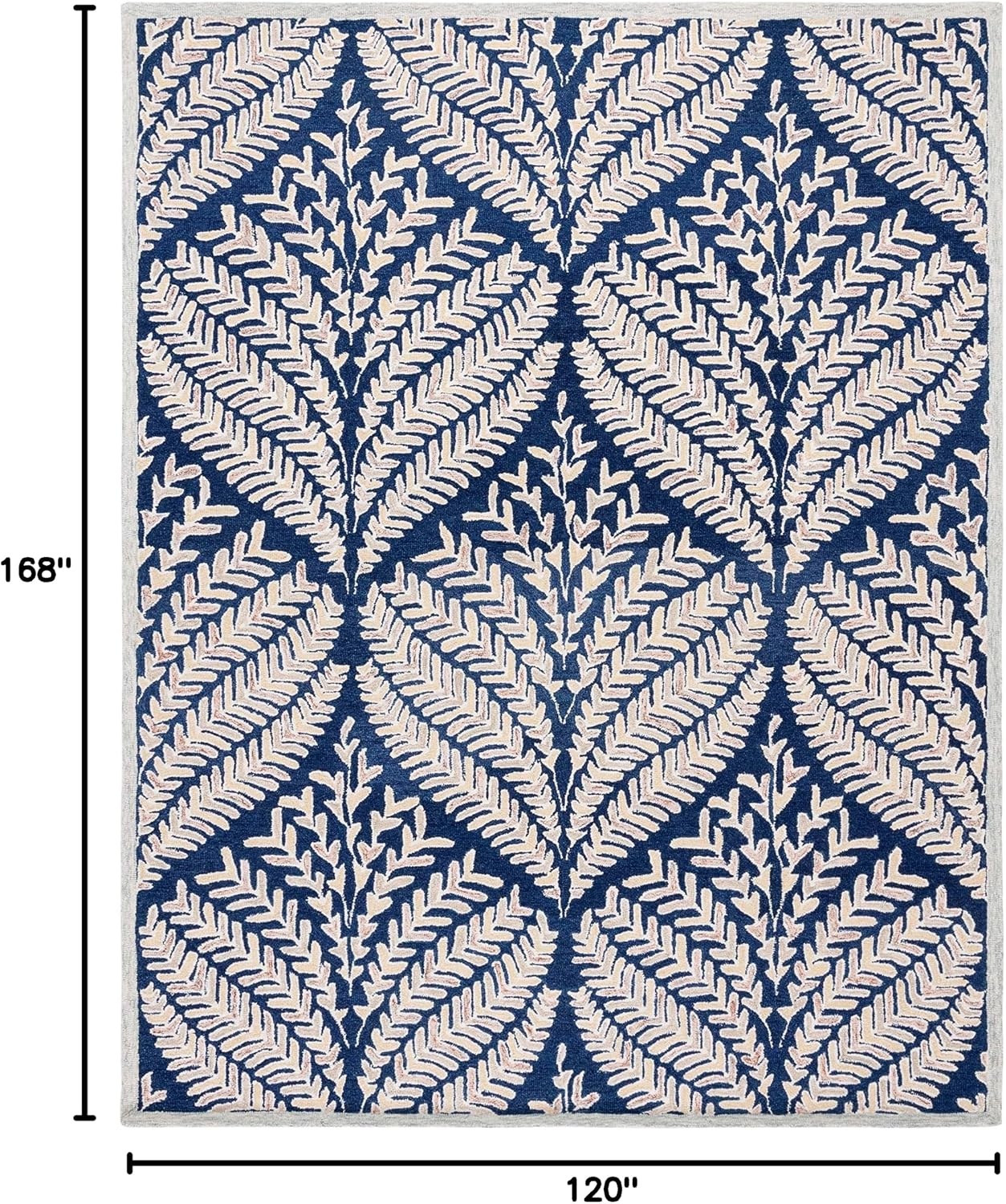 image:imageSAFAVIEH Area Rug 8x10 Capri Collection Large Ivory amp Blue Handmade Wool Ideal for Living Room Bedroom Office Dining Space CPR208ANavyIvory