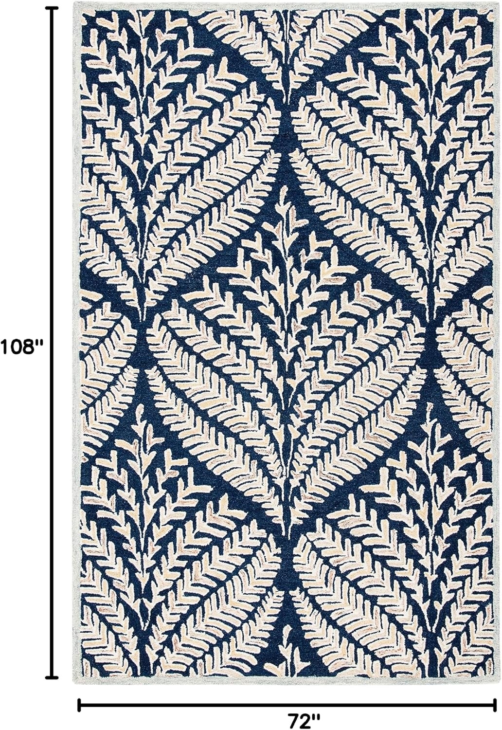 image:imageSAFAVIEH Area Rug 8x10 Capri Collection Large Ivory amp Blue Handmade Wool Ideal for Living Room Bedroom Office Dining Space CPR208ANavyIvory