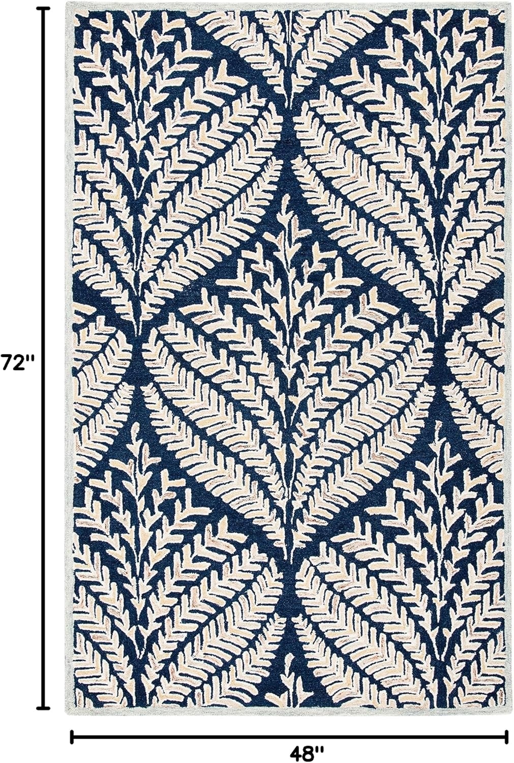 image:imageSAFAVIEH Area Rug 8x10 Capri Collection Large Ivory amp Blue Handmade Wool Ideal for Living Room Bedroom Office Dining Space CPR208ANavyIvory