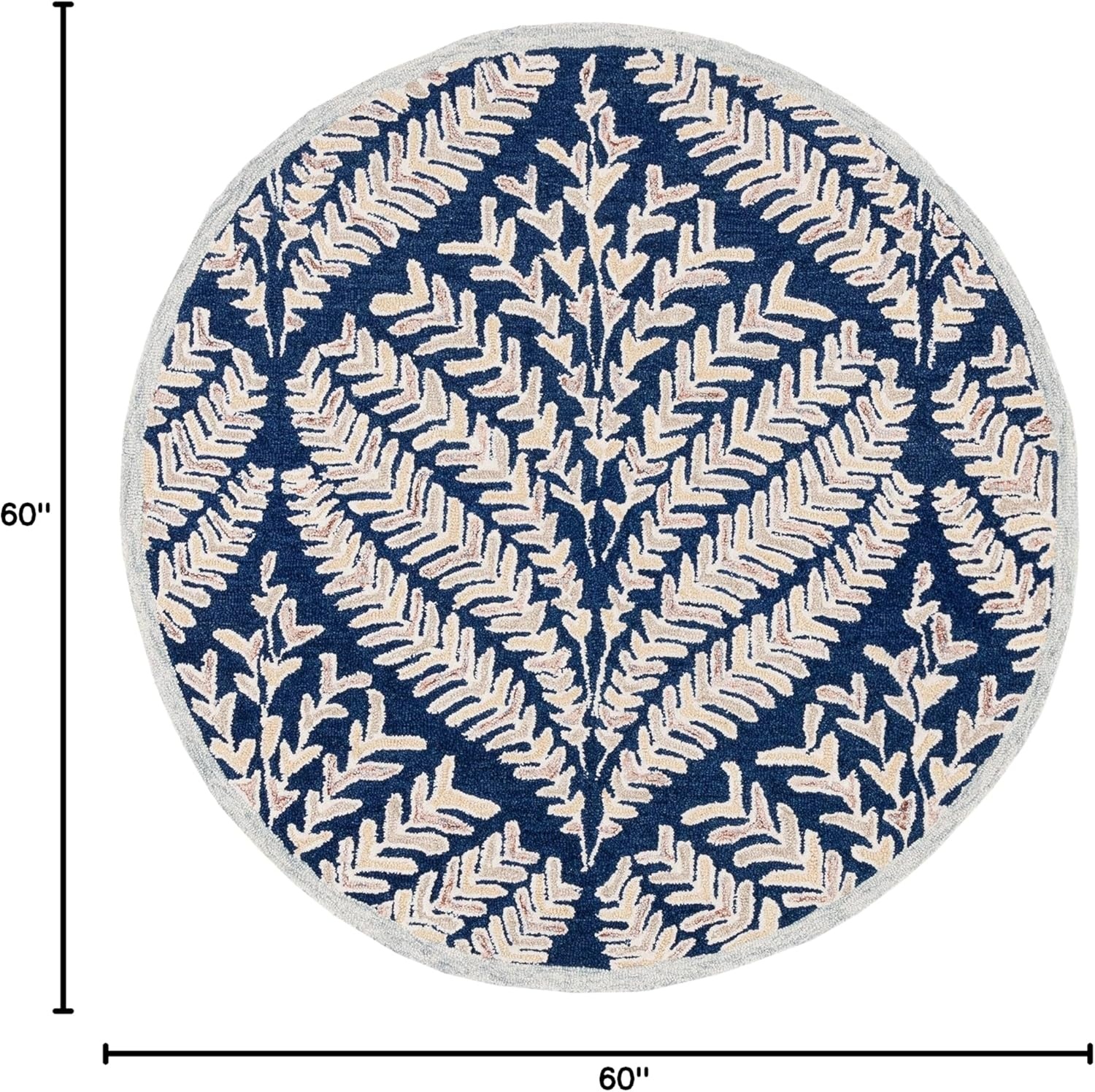 image:imageSAFAVIEH Area Rug 8x10 Capri Collection Large Ivory amp Blue Handmade Wool Ideal for Living Room Bedroom Office Dining Space CPR208ANavyIvory