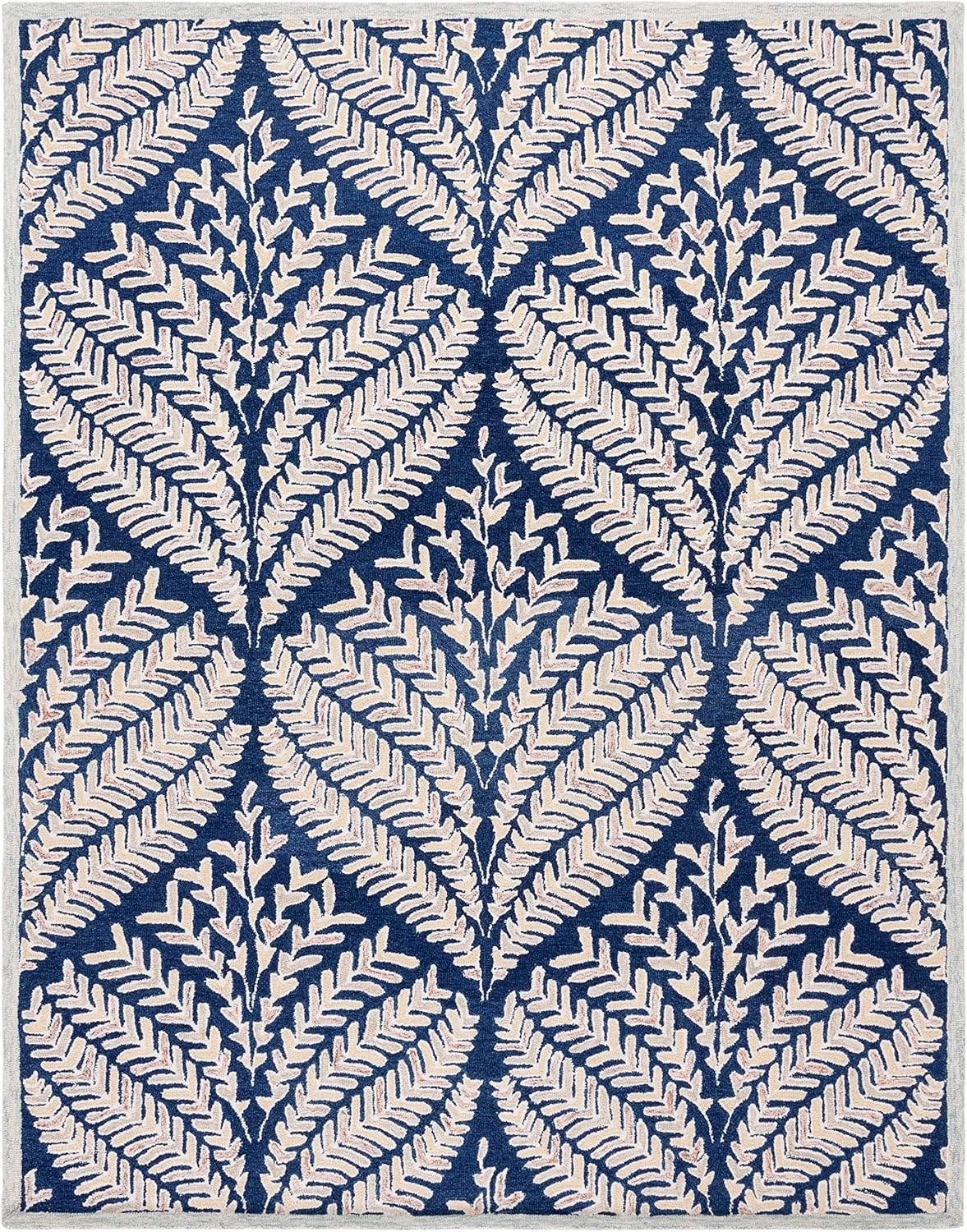 image:imageSAFAVIEH Area Rug 8x10 Capri Collection Large Ivory amp Blue Handmade Wool Ideal for Living Room Bedroom Office Dining Space CPR208ANavyIvory
