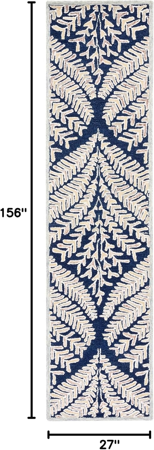 image:imageSAFAVIEH Area Rug 8x10 Capri Collection Large Ivory amp Blue Handmade Wool Ideal for Living Room Bedroom Office Dining Space CPR208ANavyIvory