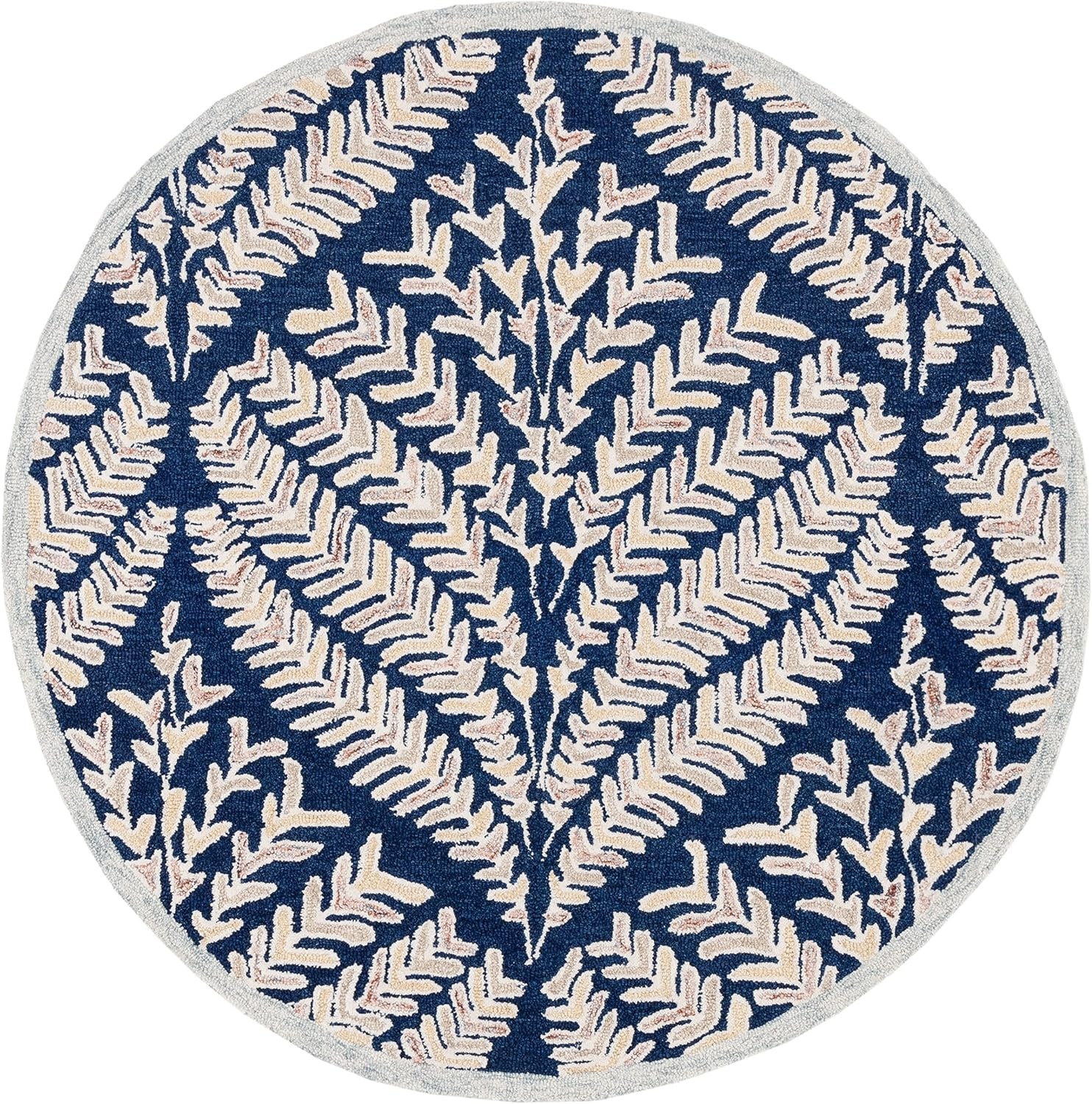 image:imageSAFAVIEH Area Rug 8x10 Capri Collection Large Ivory amp Blue Handmade Wool Ideal for Living Room Bedroom Office Dining Space CPR208ANavyIvory