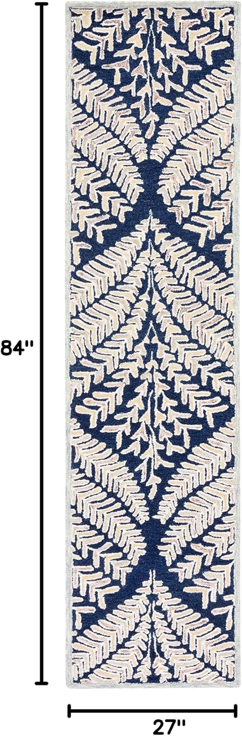 image:imageSAFAVIEH Area Rug 8x10 Capri Collection Large Ivory amp Blue Handmade Wool Ideal for Living Room Bedroom Office Dining Space CPR208ANavyIvory