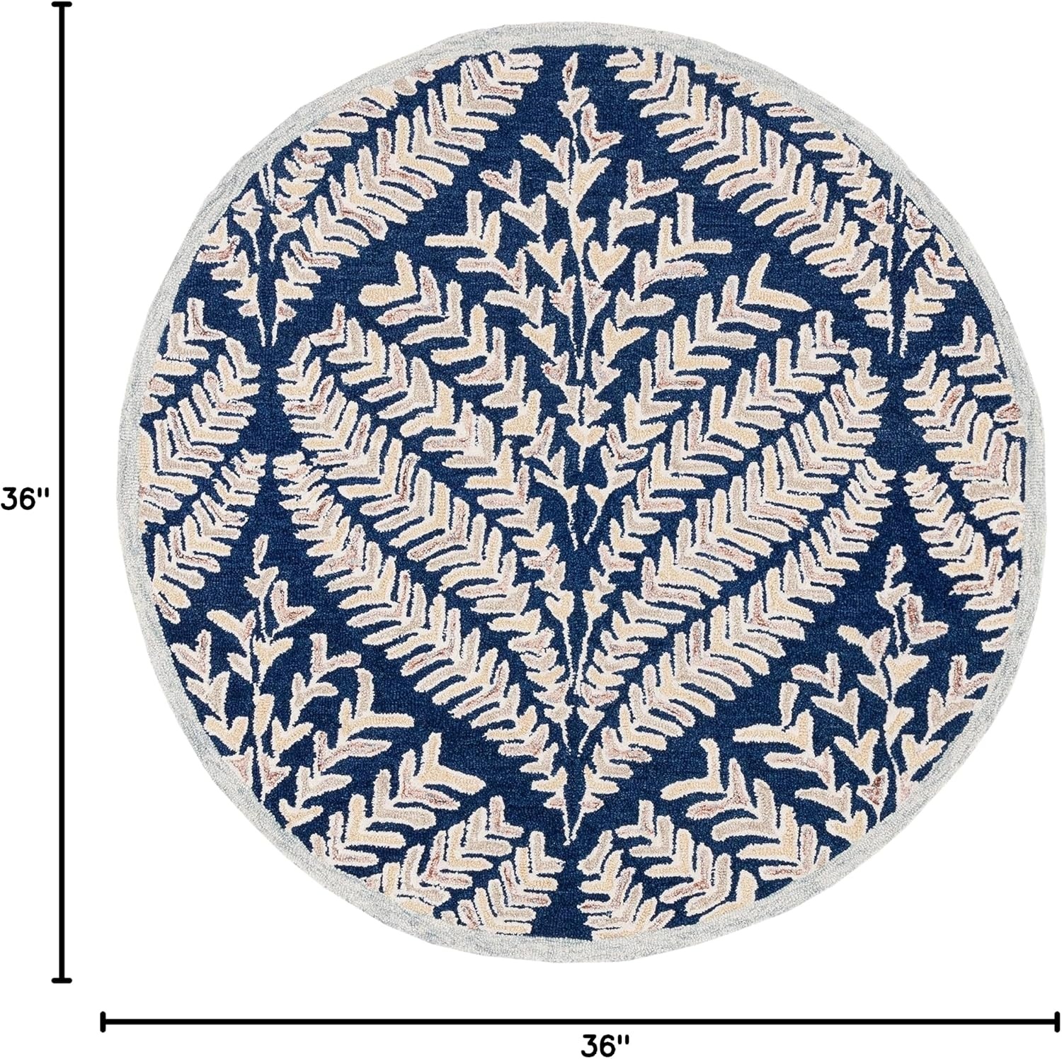 image:imageSAFAVIEH Area Rug 8x10 Capri Collection Large Ivory amp Blue Handmade Wool Ideal for Living Room Bedroom Office Dining Space CPR208ANavyIvory