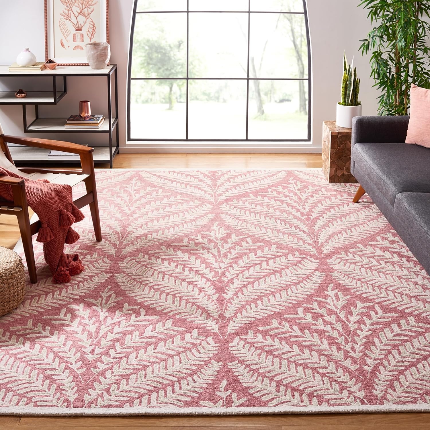 image:imageSAFAVIEH Area Rug 8x10 Capri Collection Large Ivory amp Blue Handmade Wool Ideal for Living Room Bedroom Office Dining Space CPR208APinkIvory