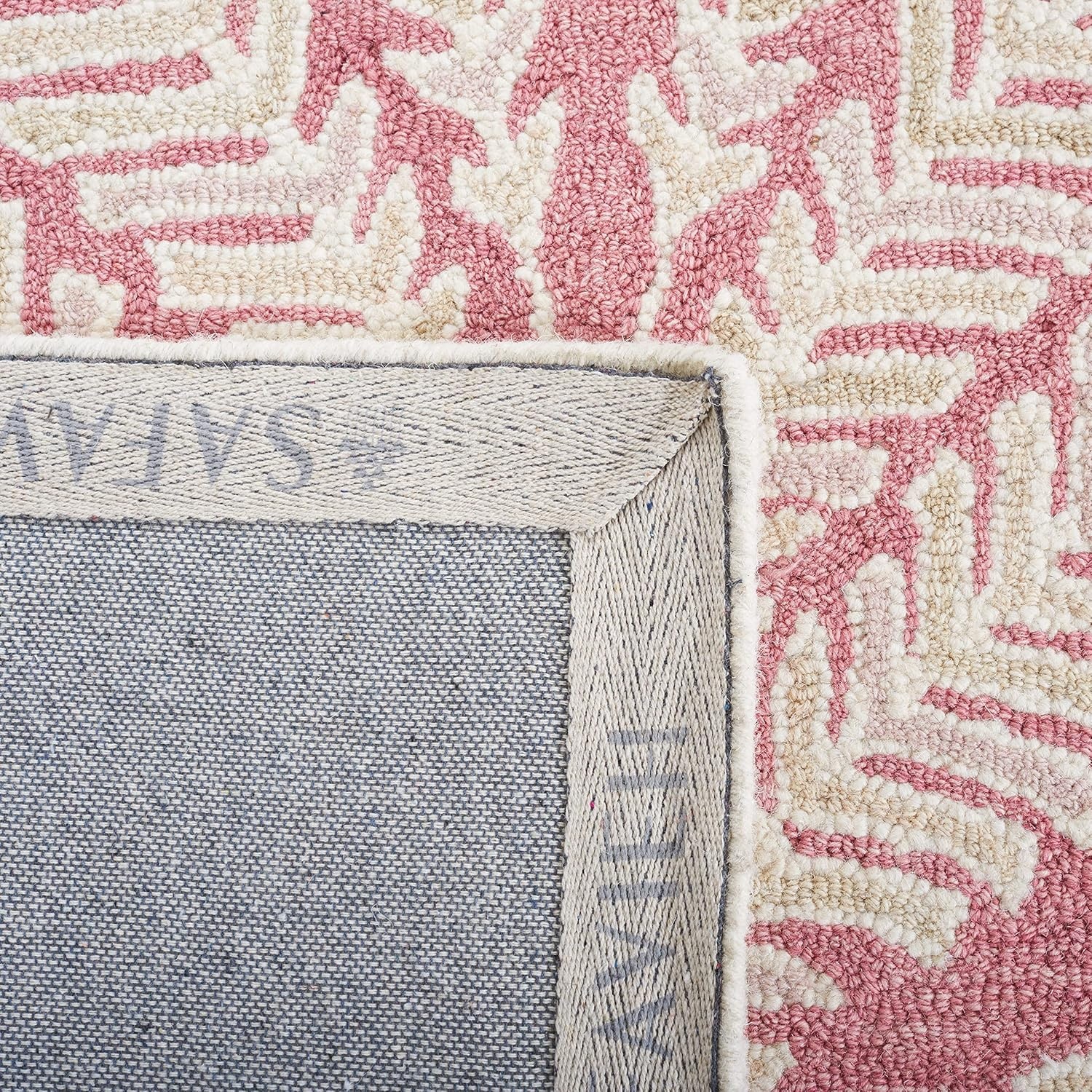 image:imageSAFAVIEH Area Rug 8x10 Capri Collection Large Ivory amp Blue Handmade Wool Ideal for Living Room Bedroom Office Dining Space CPR208APinkIvory