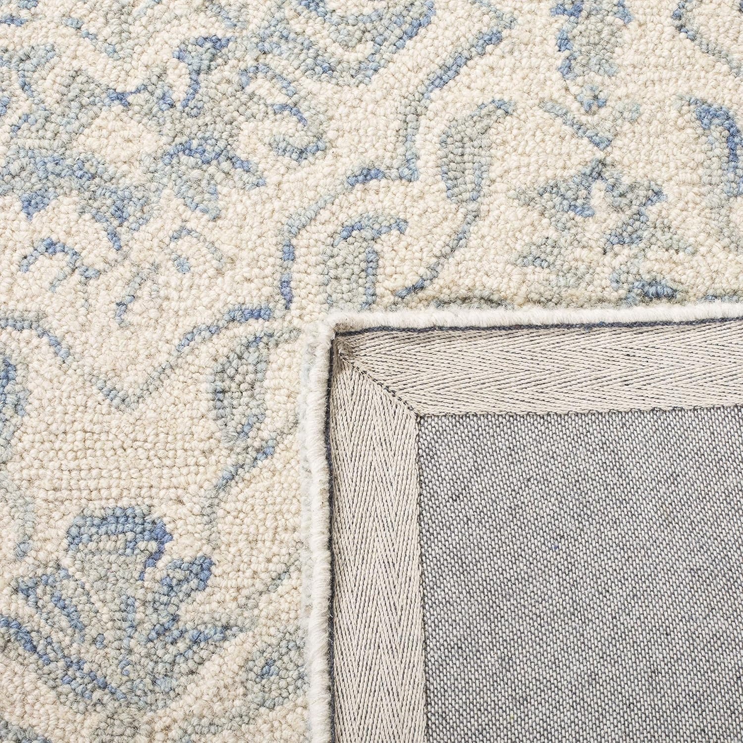 image:imageSAFAVIEH Area Rug 8x10 Dip Dye Collection Large Light Blue amp Ivory Handmade Wool Ideal for Living Room Bedroom Office Dining Space DDY901L