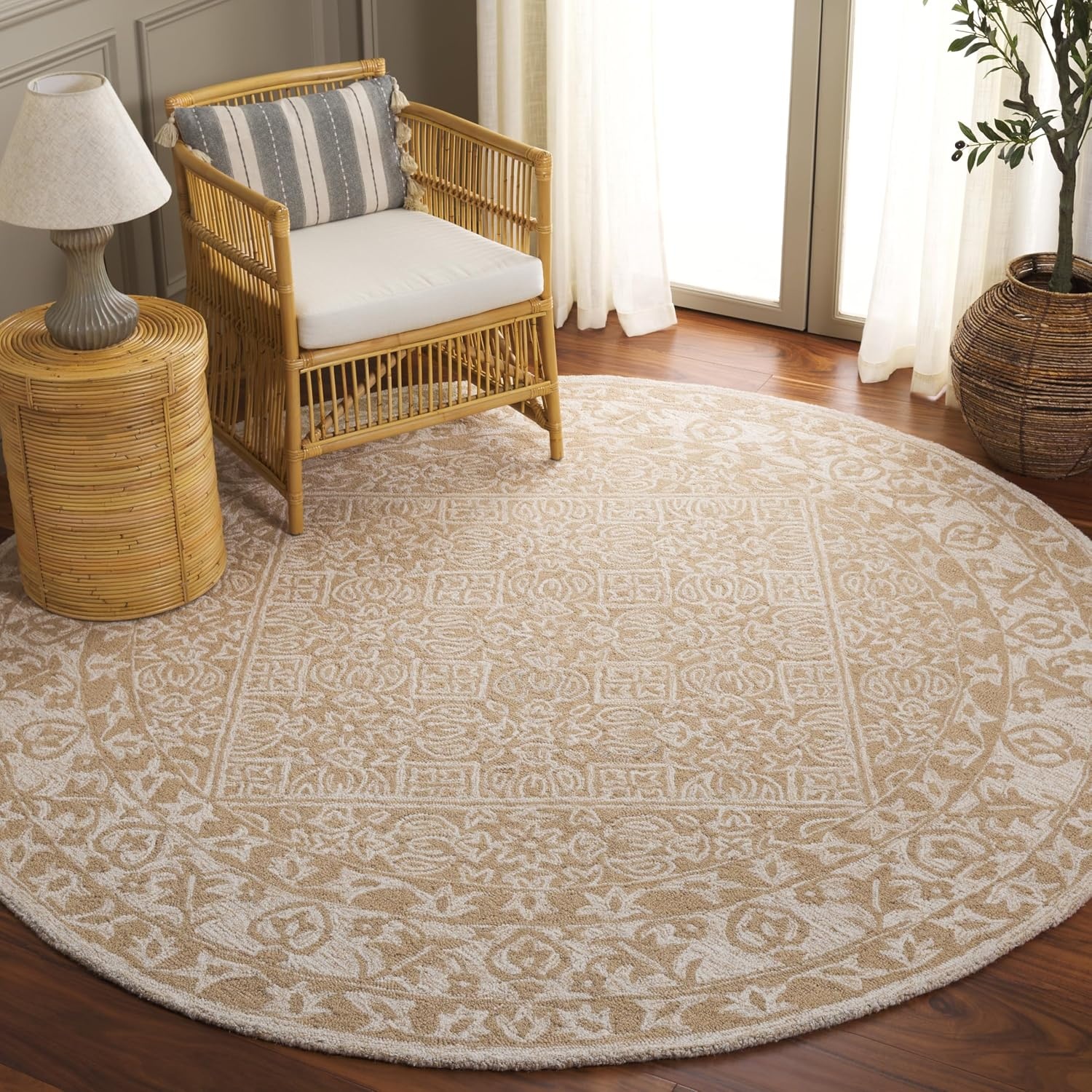 image:imageSAFAVIEH Area Rug 8x10 Dip Dye Collection Large Navy Blue Handmade Wool Ideal for Living Room Bedroom Office Dining Space DDY151NBeigeIvory