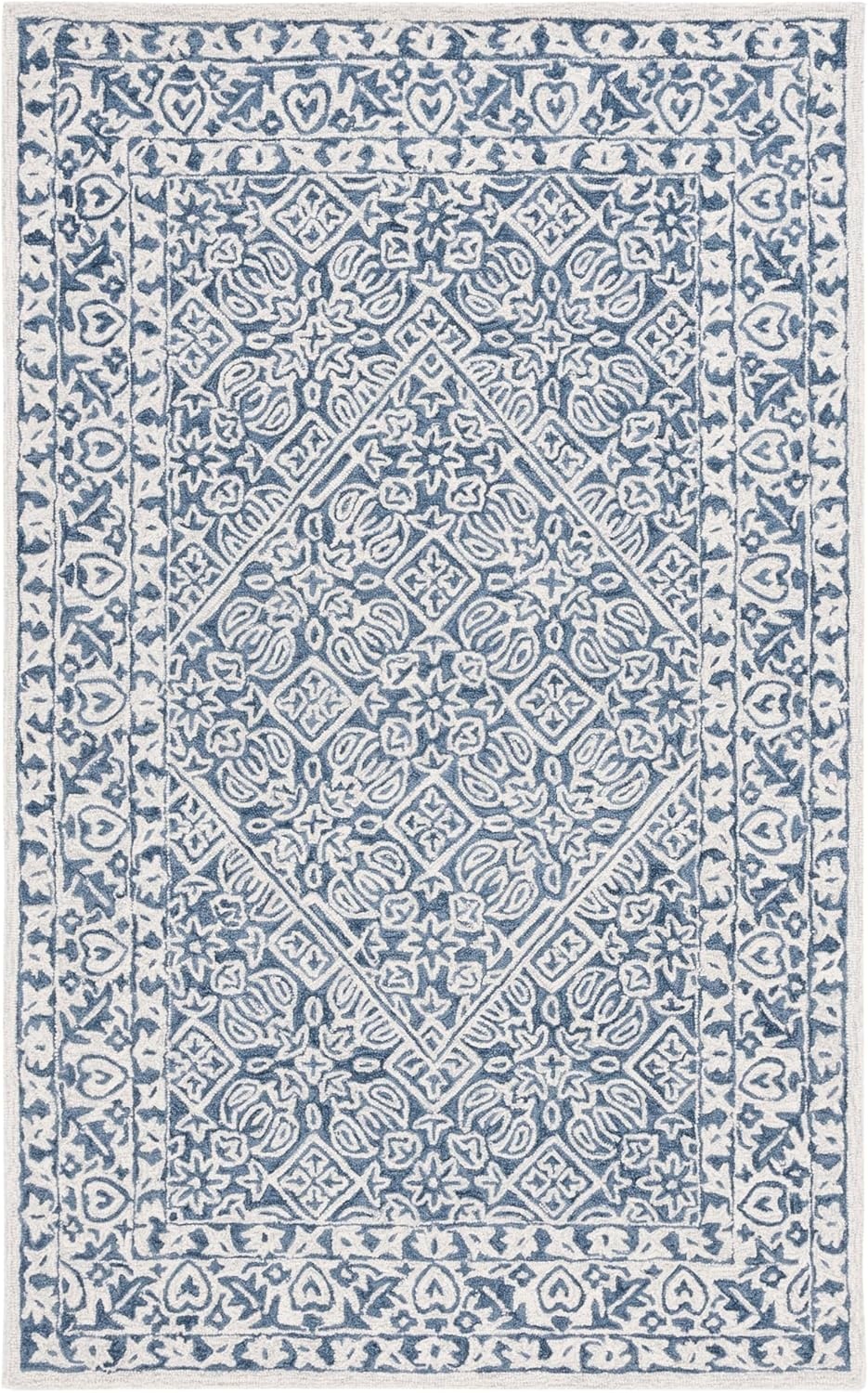 image:imageSAFAVIEH Area Rug 8x10 Dip Dye Collection Large Navy Blue Handmade Wool Ideal for Living Room Bedroom Office Dining Space DDY151NBlueIvory