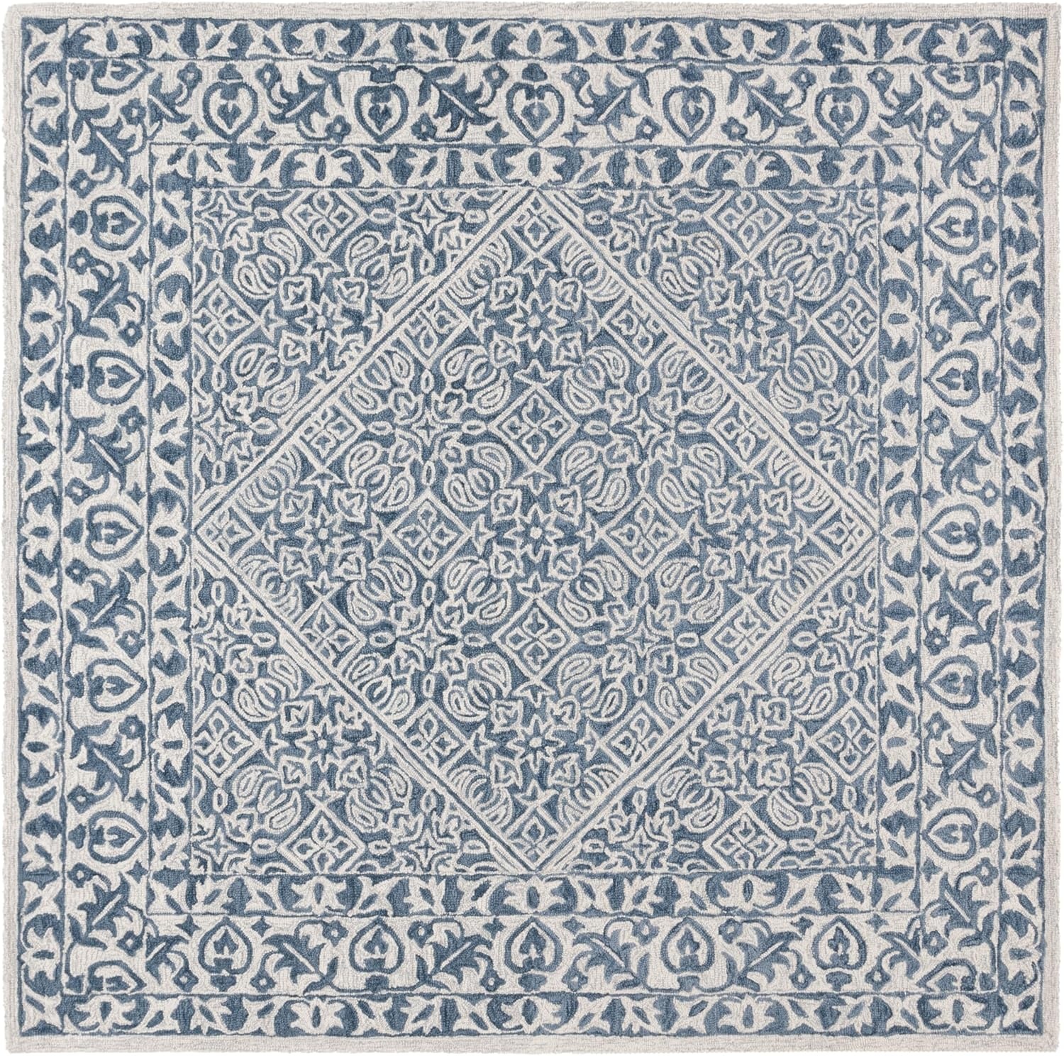 image:imageSAFAVIEH Area Rug 8x10 Dip Dye Collection Large Navy Blue Handmade Wool Ideal for Living Room Bedroom Office Dining Space DDY151NBlueIvory