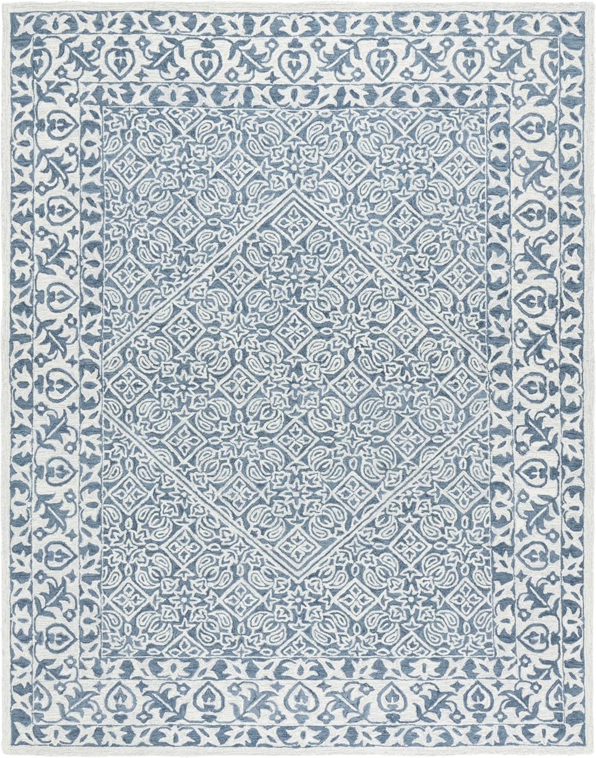 image:imageSAFAVIEH Area Rug 8x10 Dip Dye Collection Large Navy Blue Handmade Wool Ideal for Living Room Bedroom Office Dining Space DDY151NBlueIvory