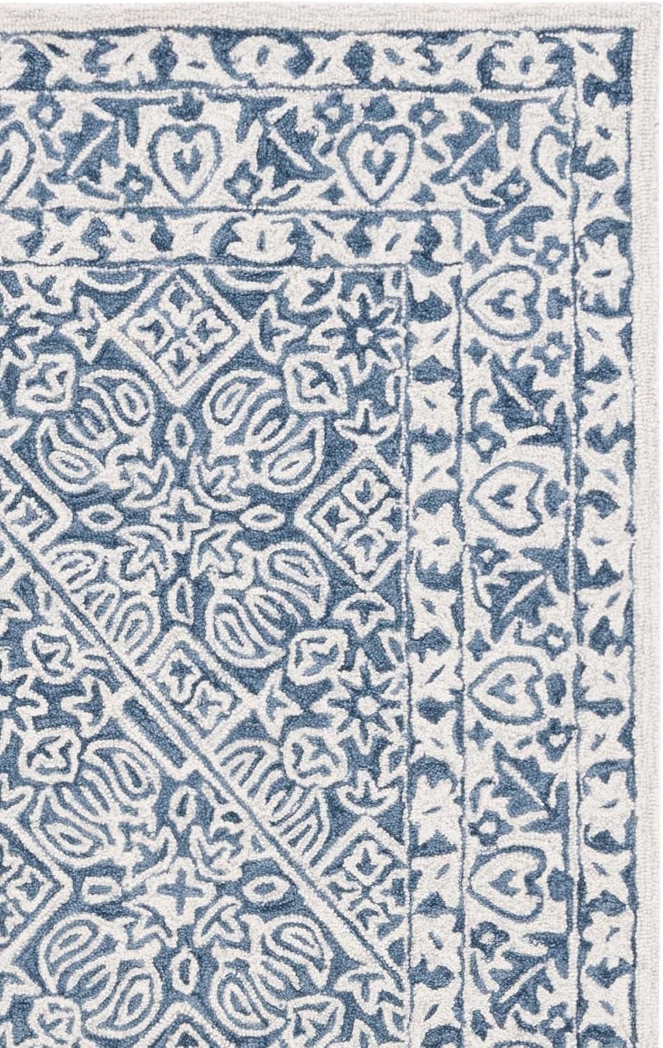 image:imageSAFAVIEH Area Rug 8x10 Dip Dye Collection Large Navy Blue Handmade Wool Ideal for Living Room Bedroom Office Dining Space DDY151NBlueIvory