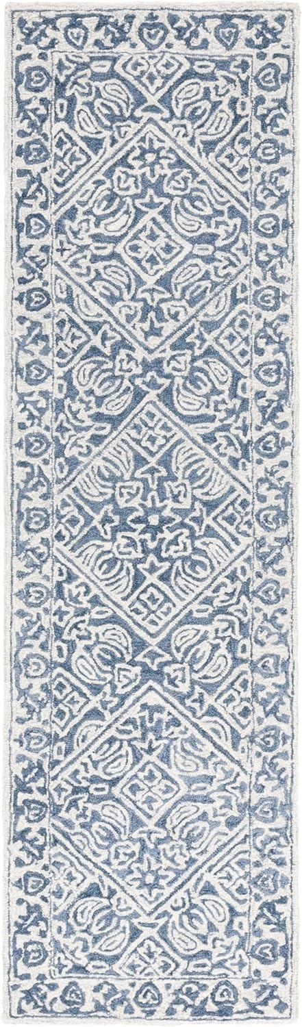 image:imageSAFAVIEH Area Rug 8x10 Dip Dye Collection Large Navy Blue Handmade Wool Ideal for Living Room Bedroom Office Dining Space DDY151NBlueIvory