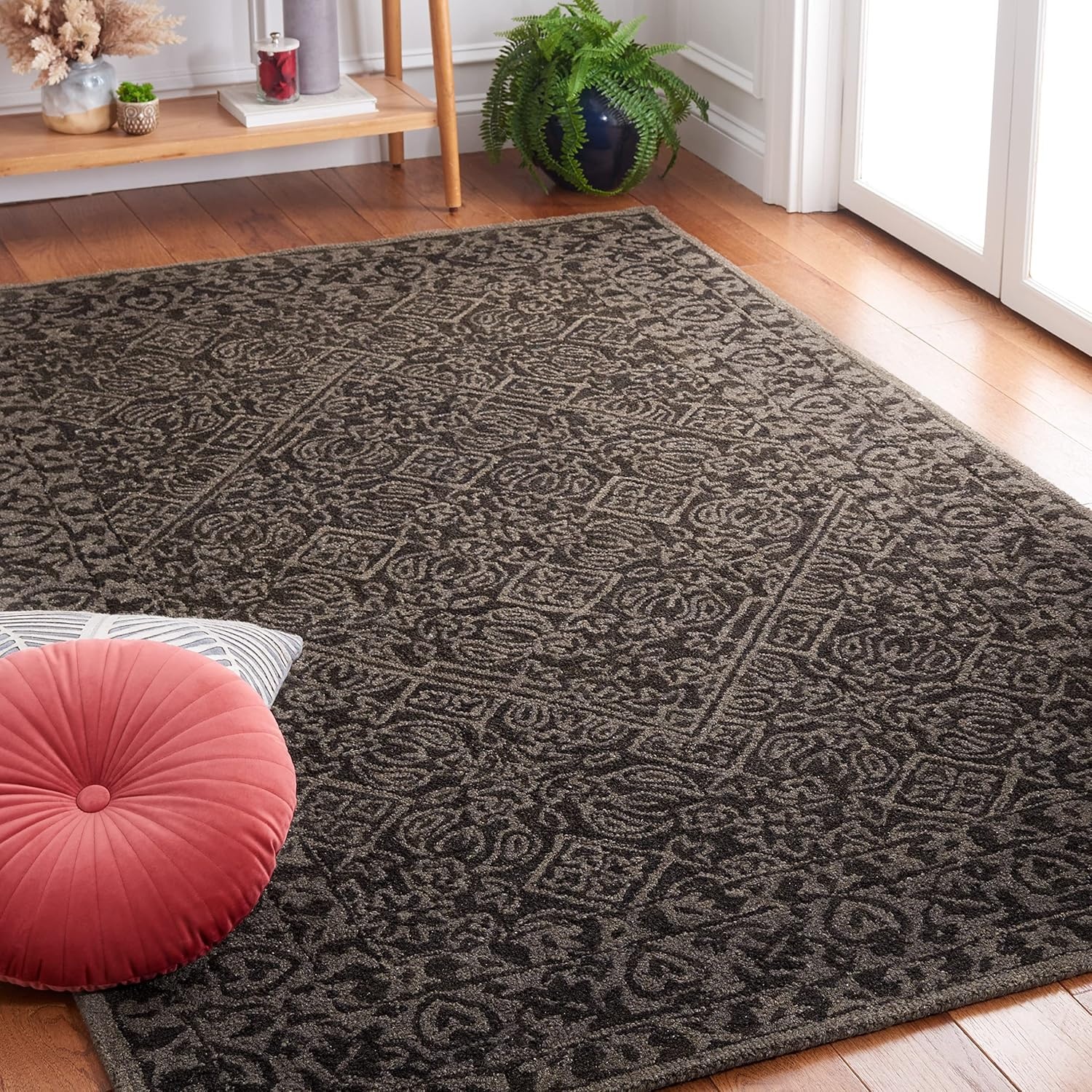 image:imageSAFAVIEH Area Rug 8x10 Dip Dye Collection Large Navy Blue Handmade Wool Ideal for Living Room Bedroom Office Dining Space DDY151NDark Grey