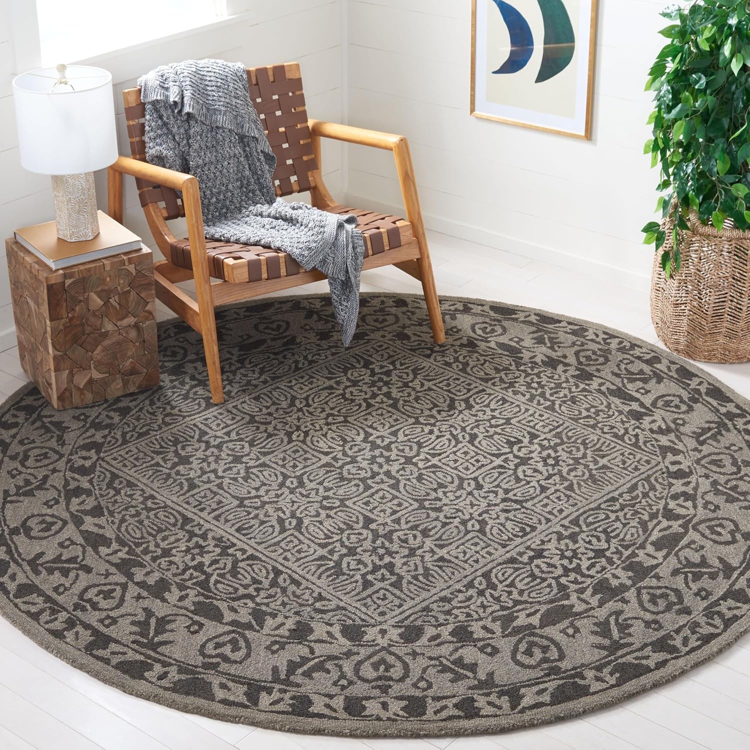 image:imageSAFAVIEH Area Rug 8x10 Dip Dye Collection Large Navy Blue Handmade Wool Ideal for Living Room Bedroom Office Dining Space DDY151NDark Grey