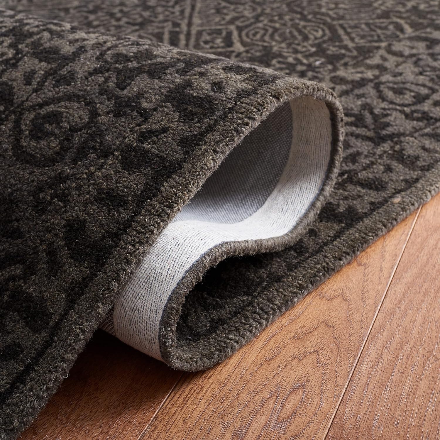 image:imageSAFAVIEH Area Rug 8x10 Dip Dye Collection Large Navy Blue Handmade Wool Ideal for Living Room Bedroom Office Dining Space DDY151NDark Grey