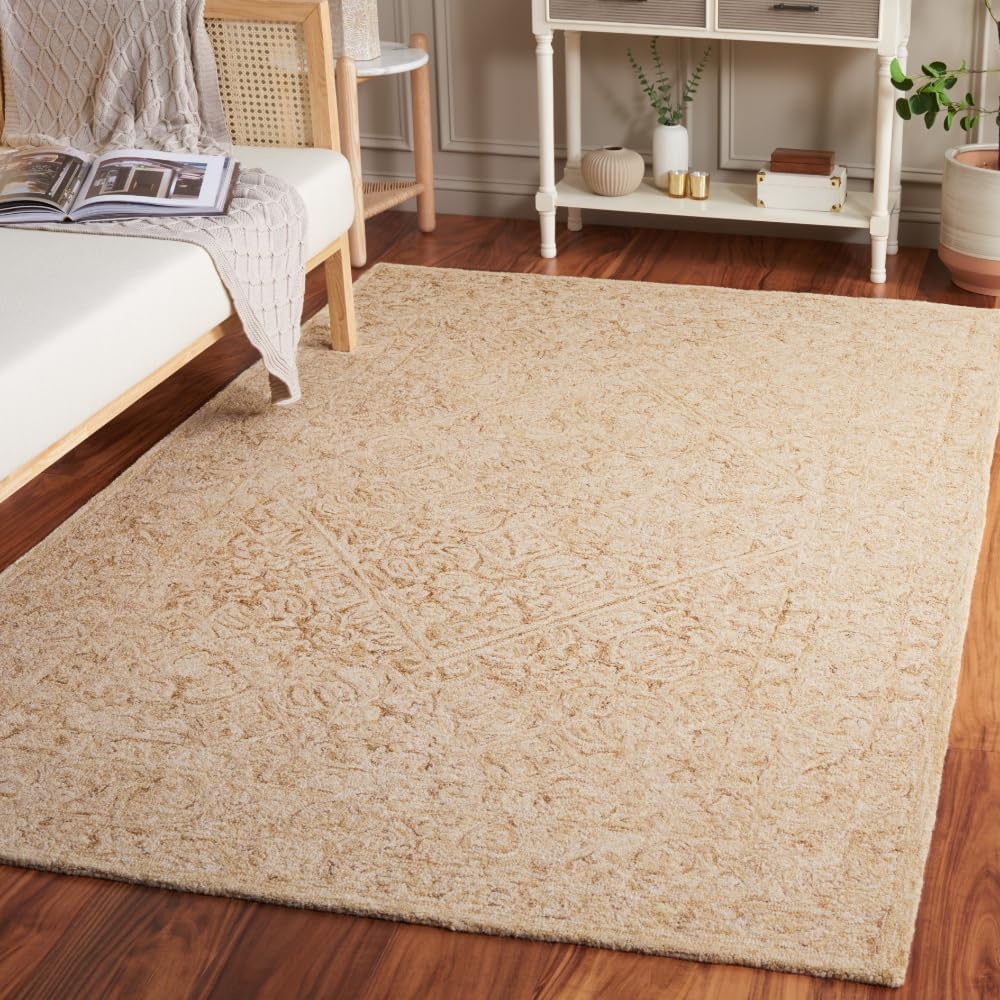 image:imageSAFAVIEH Area Rug 8x10 Dip Dye Collection Large Navy Blue Handmade Wool Ideal for Living Room Bedroom Office Dining Space DDY151NGoldIvory