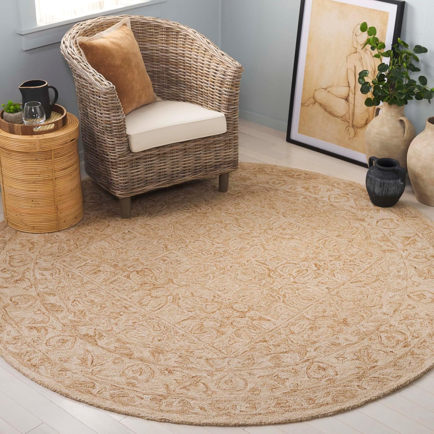 image:imageSAFAVIEH Area Rug 8x10 Dip Dye Collection Large Navy Blue Handmade Wool Ideal for Living Room Bedroom Office Dining Space DDY151NGoldIvory