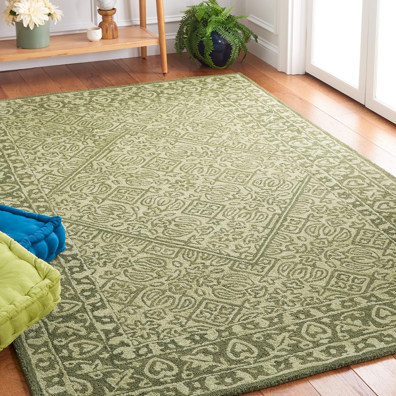 image:imageSAFAVIEH Area Rug 8x10 Dip Dye Collection Large Navy Blue Handmade Wool Ideal for Living Room Bedroom Office Dining Space DDY151NGreen