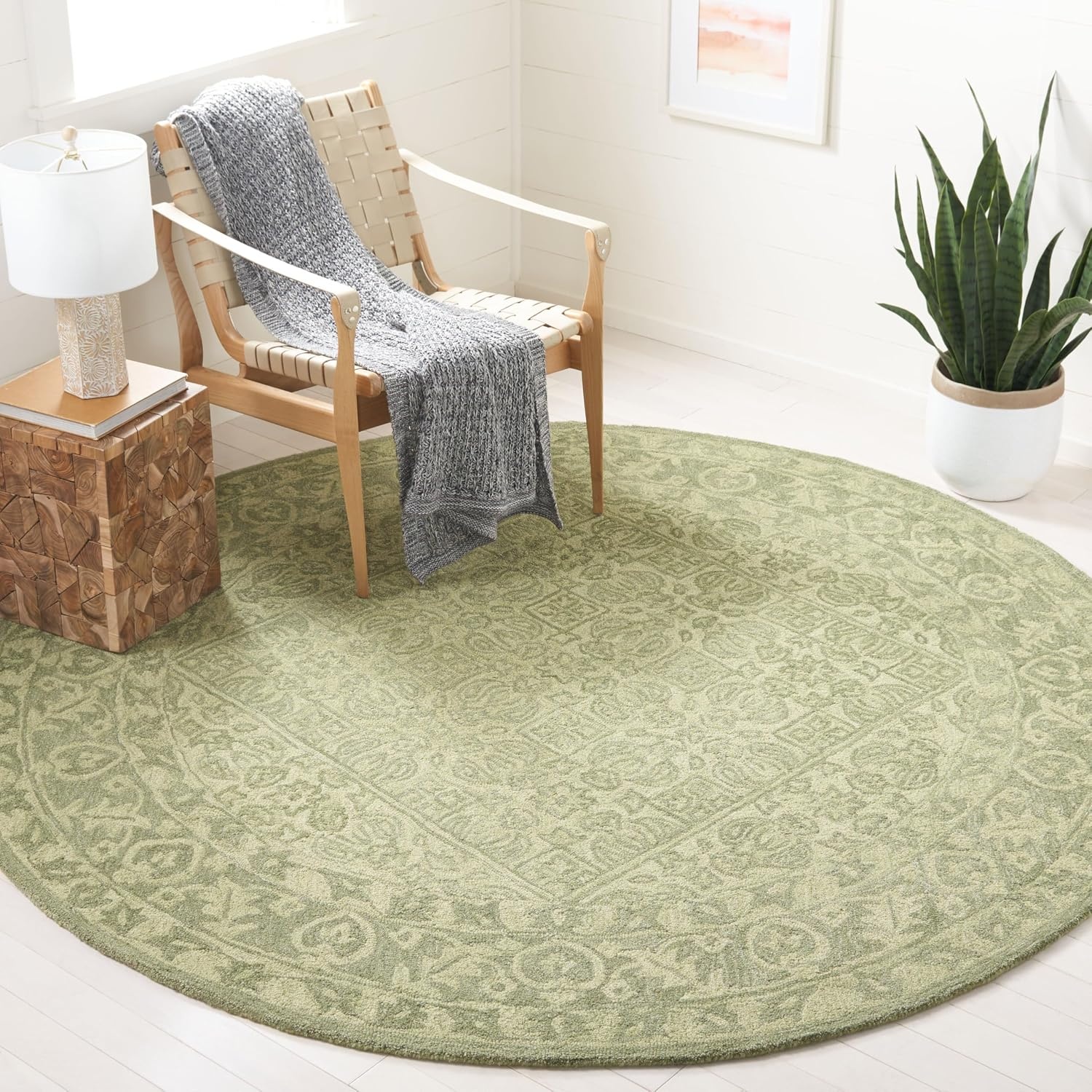 image:imageSAFAVIEH Area Rug 8x10 Dip Dye Collection Large Navy Blue Handmade Wool Ideal for Living Room Bedroom Office Dining Space DDY151NGreen