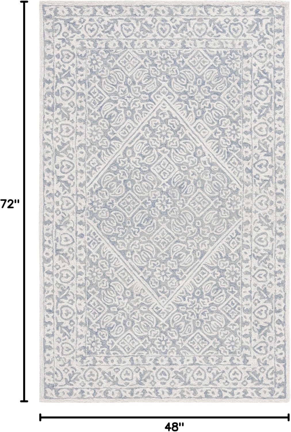 image:imageSAFAVIEH Area Rug 8x10 Dip Dye Collection Large Navy Blue Handmade Wool Ideal for Living Room Bedroom Office Dining Space DDY151NGreyIvory