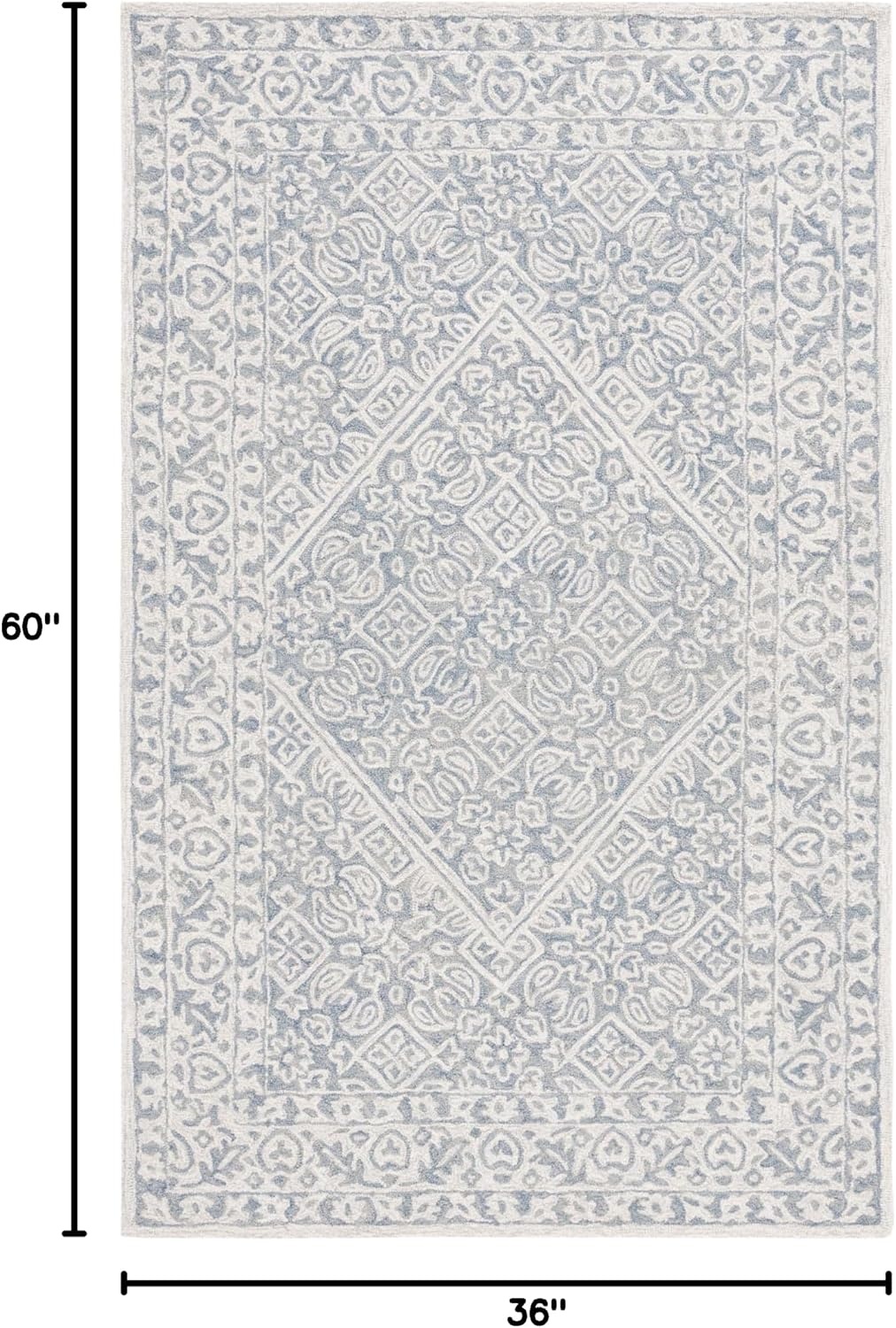image:imageSAFAVIEH Area Rug 8x10 Dip Dye Collection Large Navy Blue Handmade Wool Ideal for Living Room Bedroom Office Dining Space DDY151NGreyIvory