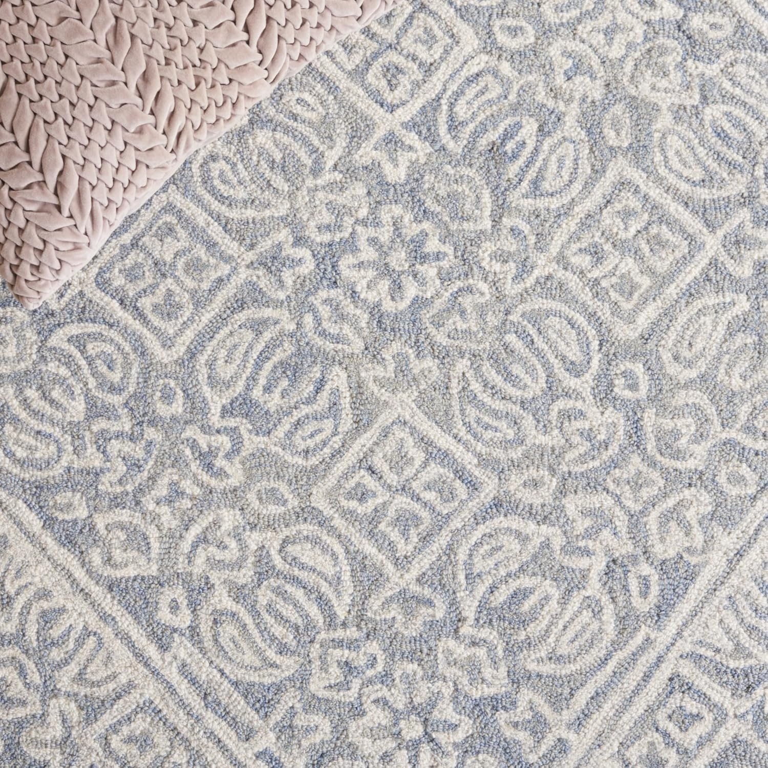 image:imageSAFAVIEH Area Rug 8x10 Dip Dye Collection Large Navy Blue Handmade Wool Ideal for Living Room Bedroom Office Dining Space DDY151NGreyIvory