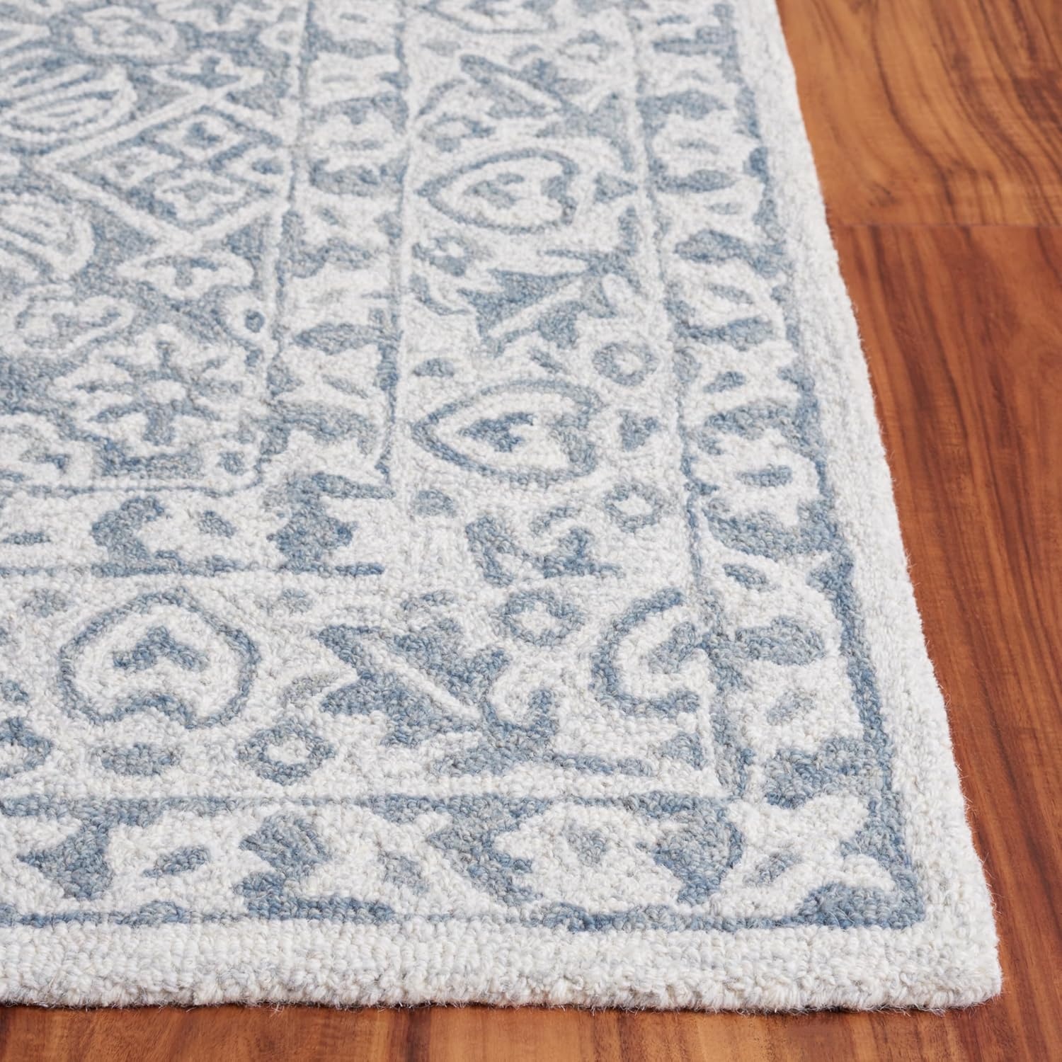 image:imageSAFAVIEH Area Rug 8x10 Dip Dye Collection Large Navy Blue Handmade Wool Ideal for Living Room Bedroom Office Dining Space DDY151NGreyIvory