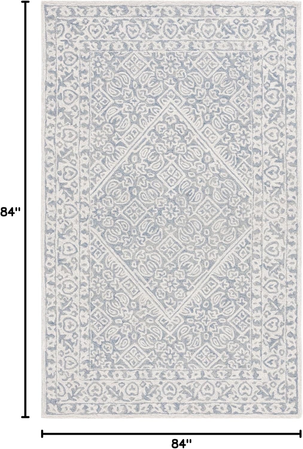 image:imageSAFAVIEH Area Rug 8x10 Dip Dye Collection Large Navy Blue Handmade Wool Ideal for Living Room Bedroom Office Dining Space DDY151NGreyIvory