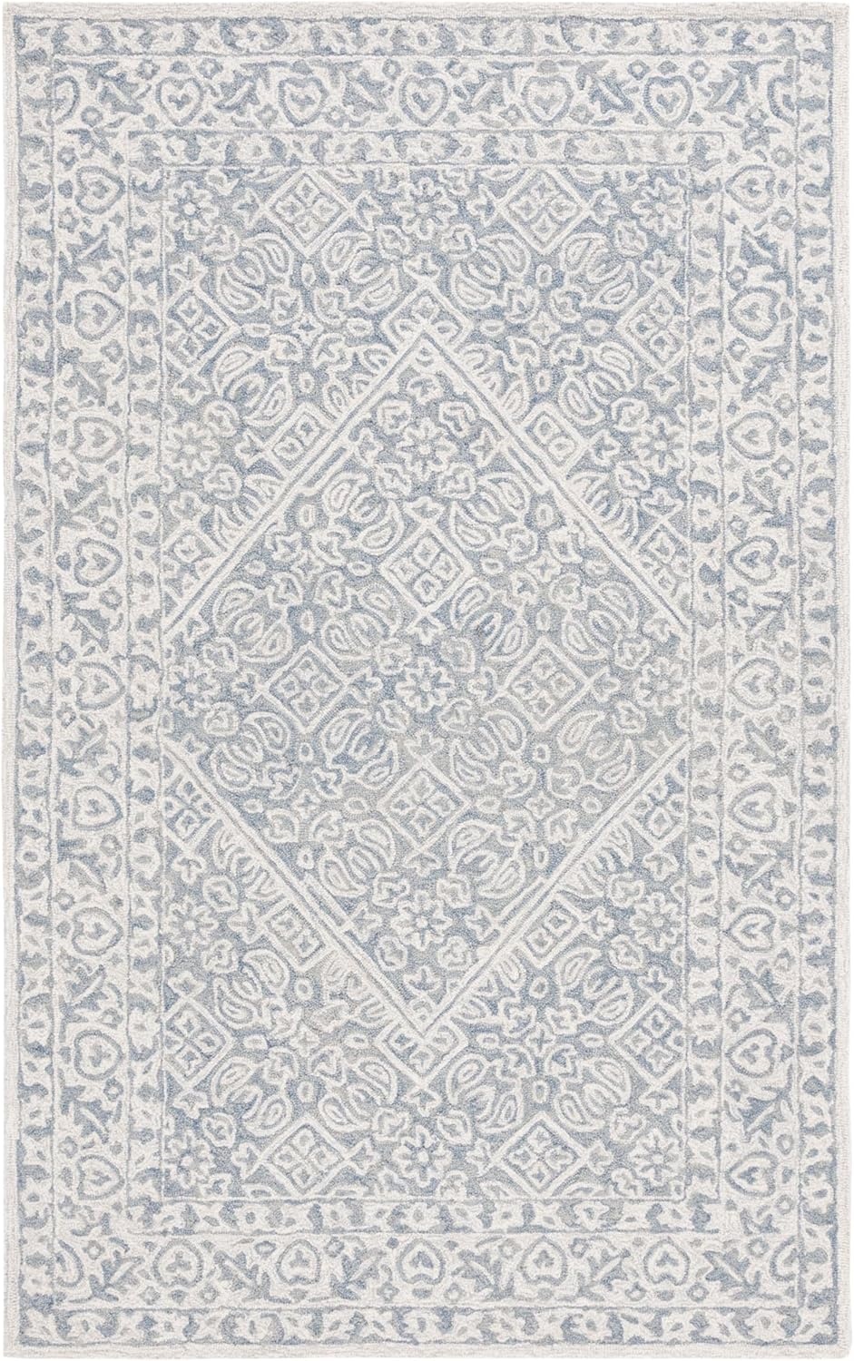 image:imageSAFAVIEH Area Rug 8x10 Dip Dye Collection Large Navy Blue Handmade Wool Ideal for Living Room Bedroom Office Dining Space DDY151NGreyIvory