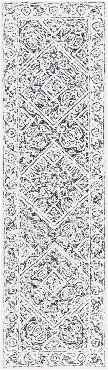 image:imageSAFAVIEH Area Rug 8x10 Dip Dye Collection Large Navy Blue Handmade Wool Ideal for Living Room Bedroom Office Dining Space DDY151NIvoryBlack
