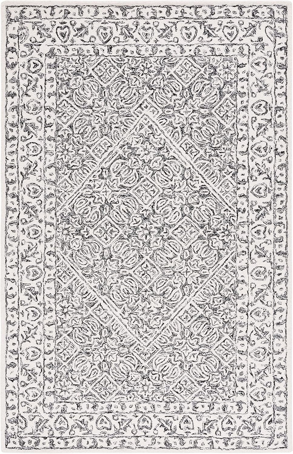 image:imageSAFAVIEH Area Rug 8x10 Dip Dye Collection Large Navy Blue Handmade Wool Ideal for Living Room Bedroom Office Dining Space DDY151NIvoryBlack