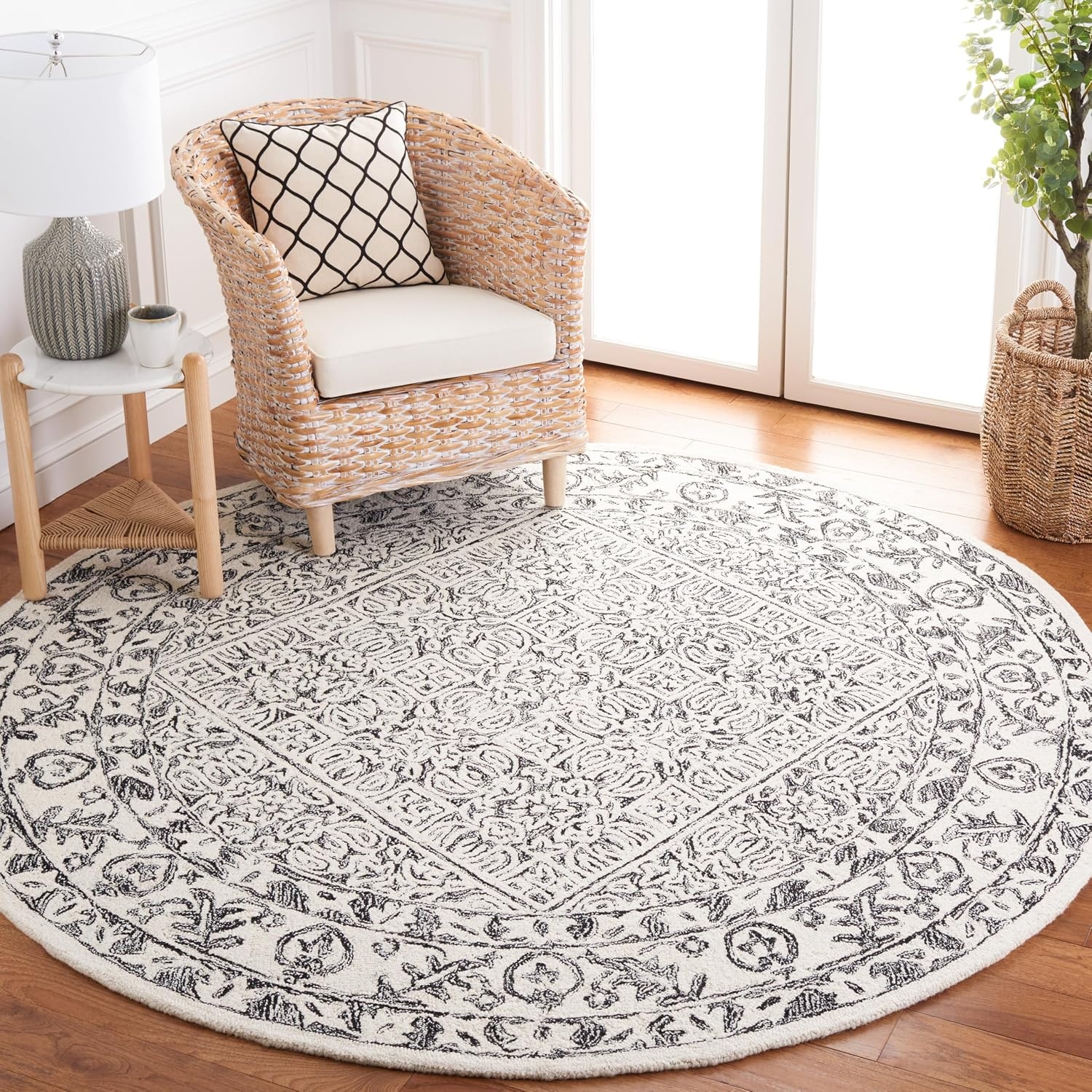 image:imageSAFAVIEH Area Rug 8x10 Dip Dye Collection Large Navy Blue Handmade Wool Ideal for Living Room Bedroom Office Dining Space DDY151NIvoryBlack