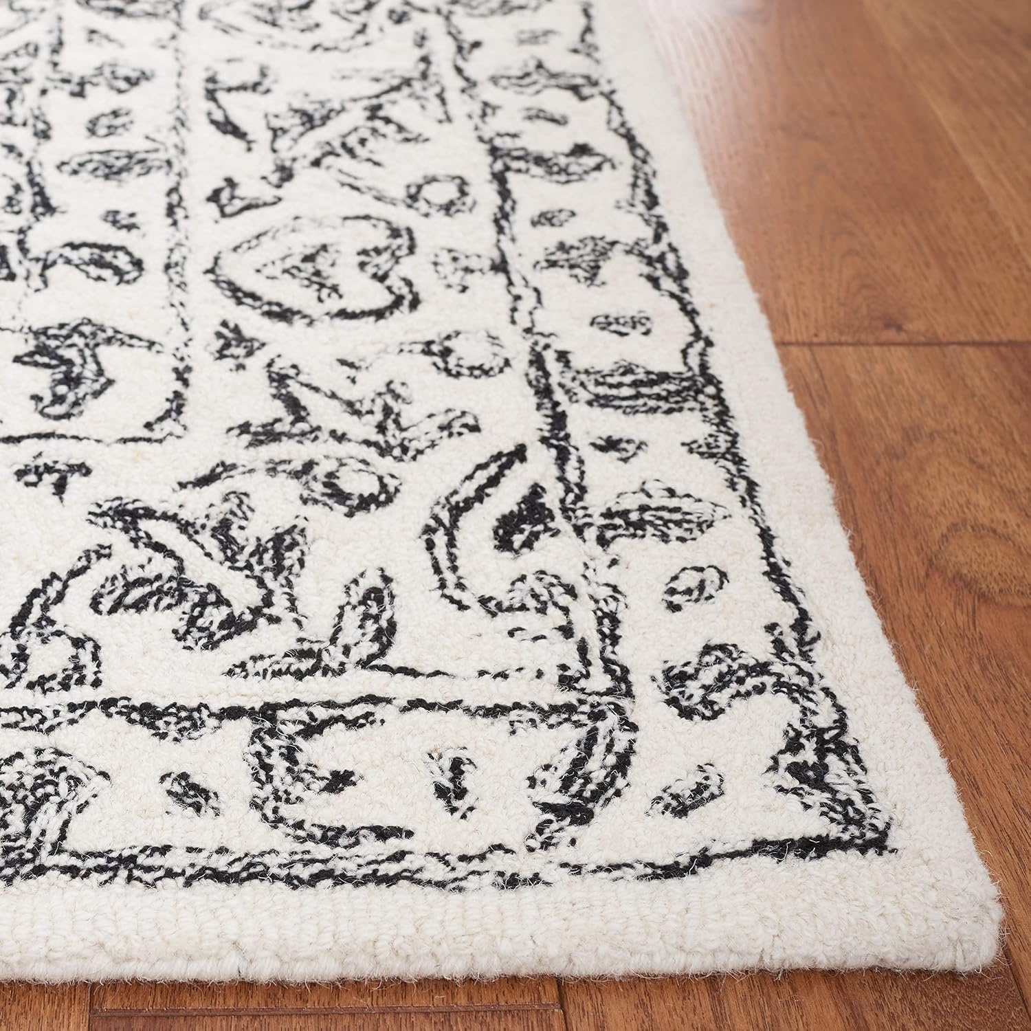 image:imageSAFAVIEH Area Rug 8x10 Dip Dye Collection Large Navy Blue Handmade Wool Ideal for Living Room Bedroom Office Dining Space DDY151NIvoryBlack
