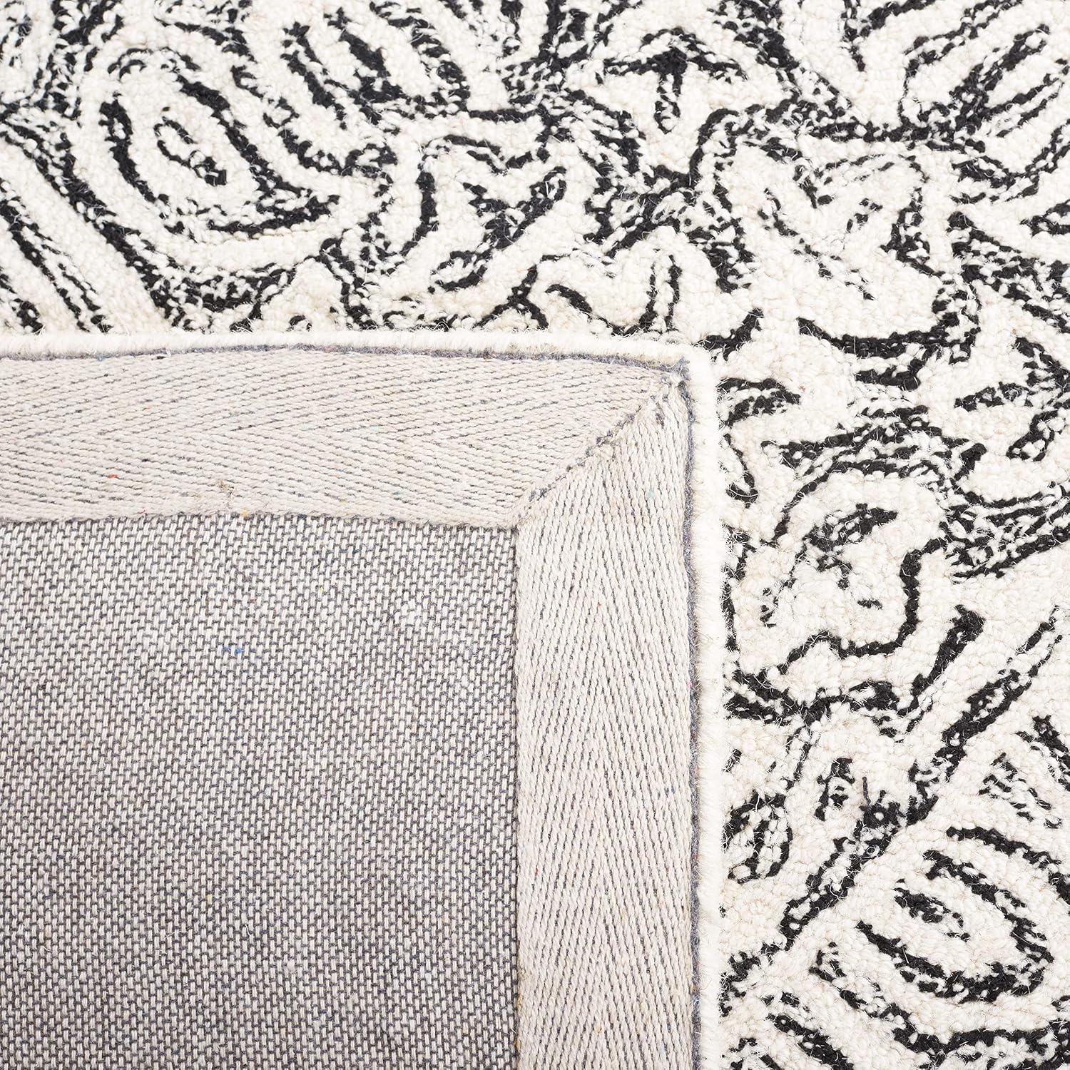 image:imageSAFAVIEH Area Rug 8x10 Dip Dye Collection Large Navy Blue Handmade Wool Ideal for Living Room Bedroom Office Dining Space DDY151NIvoryBlack