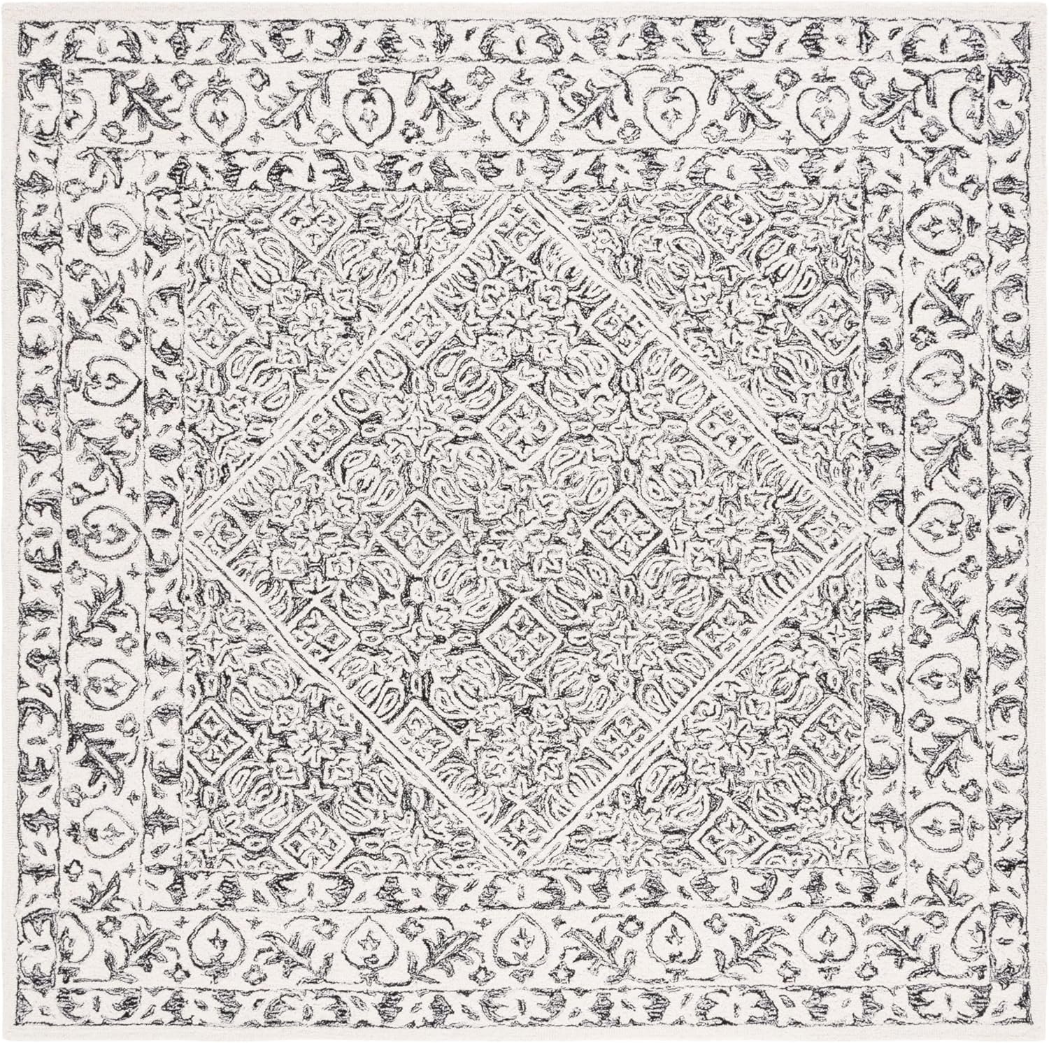 image:imageSAFAVIEH Area Rug 8x10 Dip Dye Collection Large Navy Blue Handmade Wool Ideal for Living Room Bedroom Office Dining Space DDY151NIvoryBlack