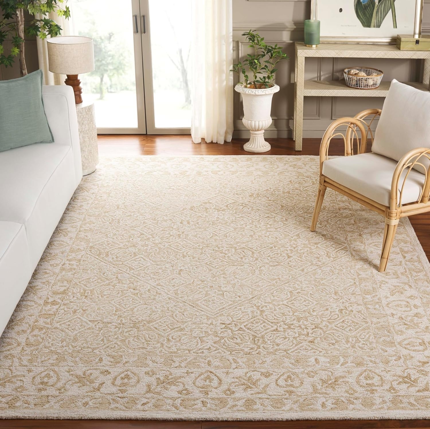 image:imageSAFAVIEH Area Rug 8x10 Dip Dye Collection Large Navy Blue Handmade Wool Ideal for Living Room Bedroom Office Dining Space DDY151NLight BeigeIvory