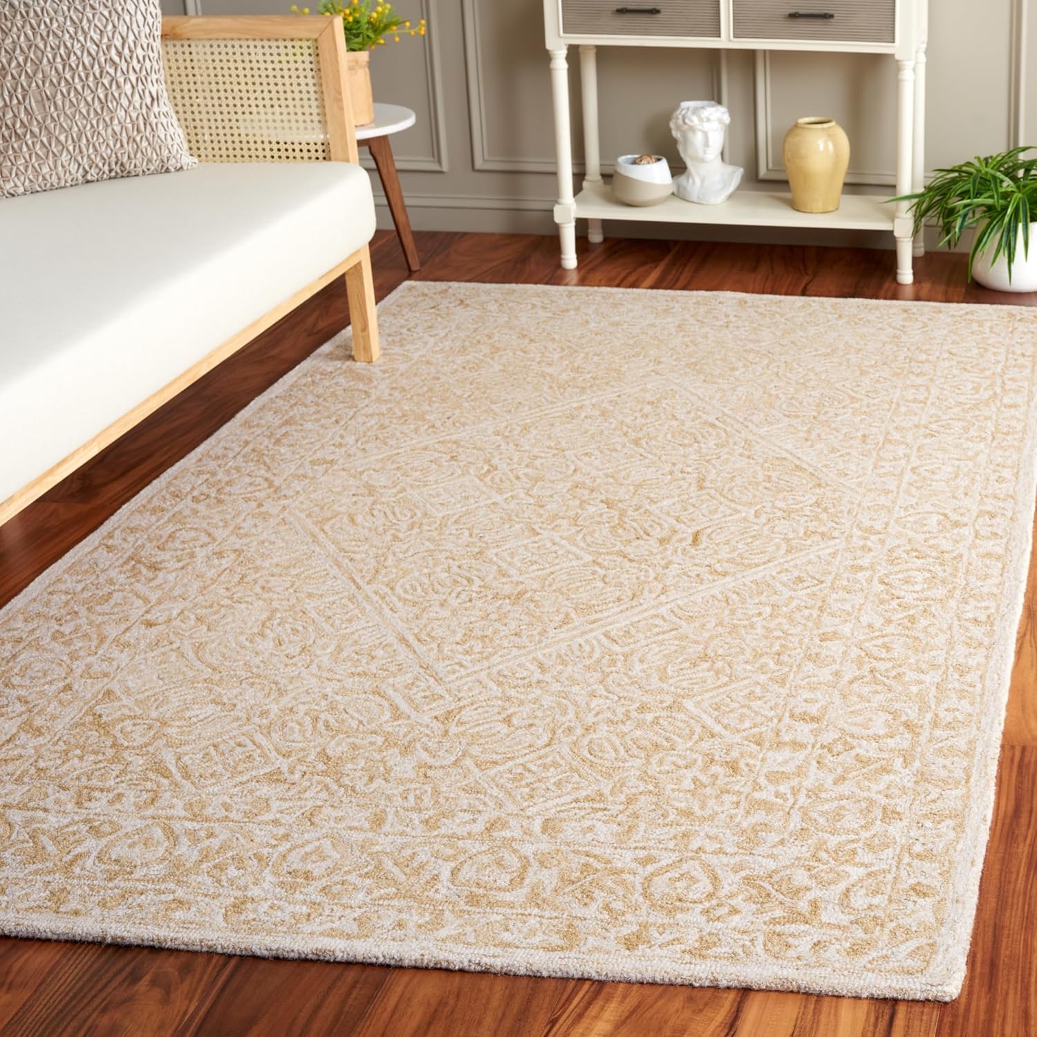 image:imageSAFAVIEH Area Rug 8x10 Dip Dye Collection Large Navy Blue Handmade Wool Ideal for Living Room Bedroom Office Dining Space DDY151NLight BeigeIvory