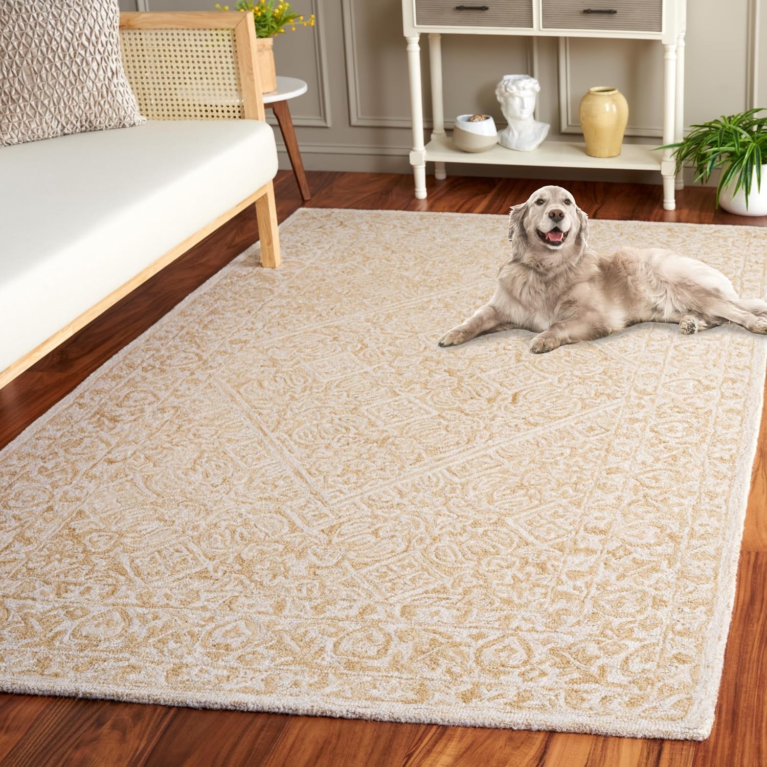 image:imageSAFAVIEH Area Rug 8x10 Dip Dye Collection Large Navy Blue Handmade Wool Ideal for Living Room Bedroom Office Dining Space DDY151NLight BeigeIvory