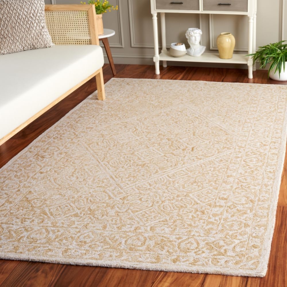 image:imageSAFAVIEH Area Rug 8x10 Dip Dye Collection Large Navy Blue Handmade Wool Ideal for Living Room Bedroom Office Dining Space DDY151NLight BeigeIvory