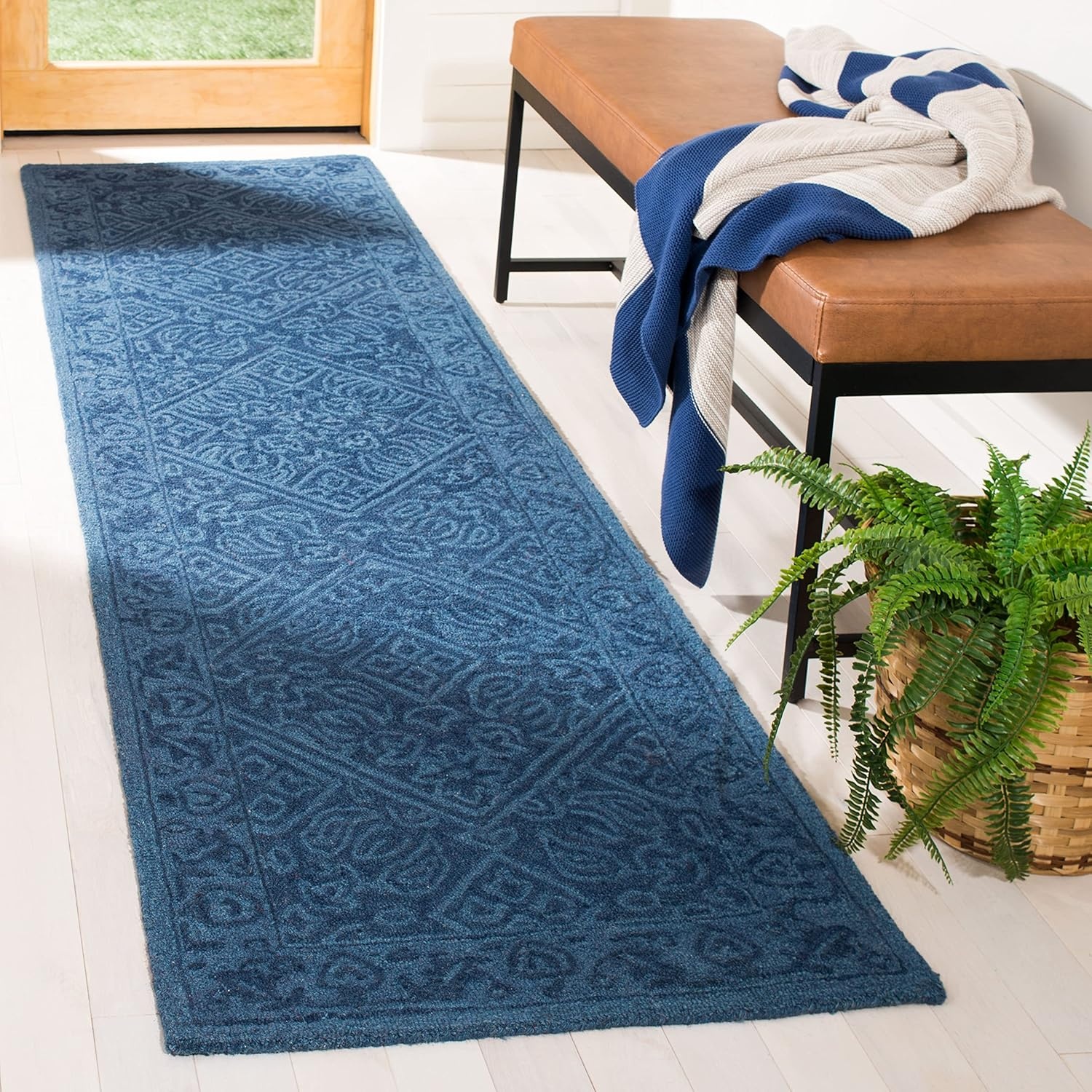 image:imageSAFAVIEH Area Rug 8x10 Dip Dye Collection Large Navy Blue Handmade Wool Ideal for Living Room Bedroom Office Dining Space DDY151NNavy Blue