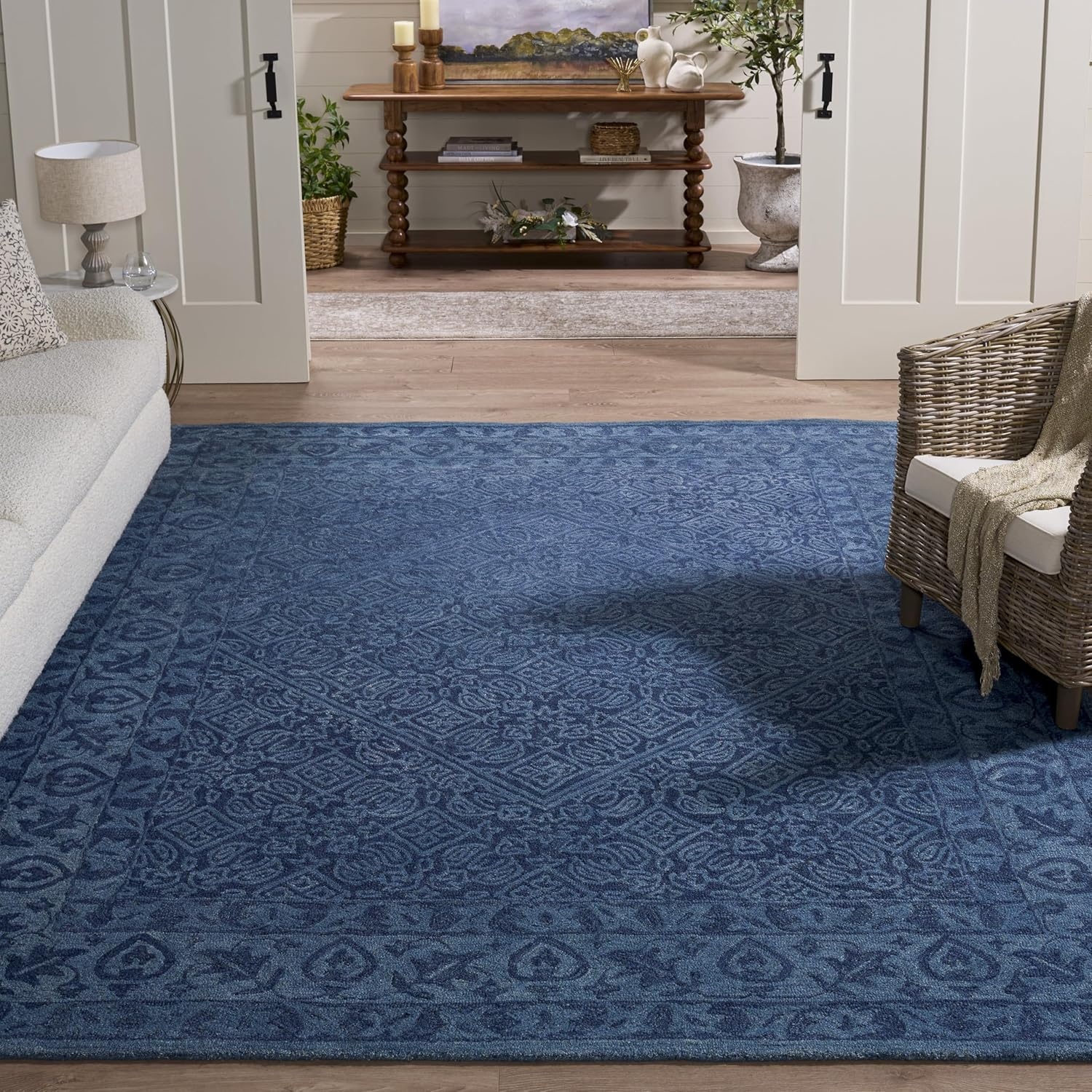 image:imageSAFAVIEH Area Rug 8x10 Dip Dye Collection Large Navy Blue Handmade Wool Ideal for Living Room Bedroom Office Dining Space DDY151NNavy Blue