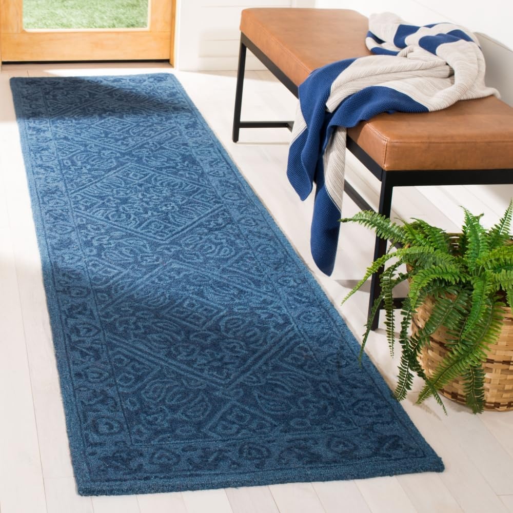 image:imageSAFAVIEH Area Rug 8x10 Dip Dye Collection Large Navy Blue Handmade Wool Ideal for Living Room Bedroom Office Dining Space DDY151NNavy Blue