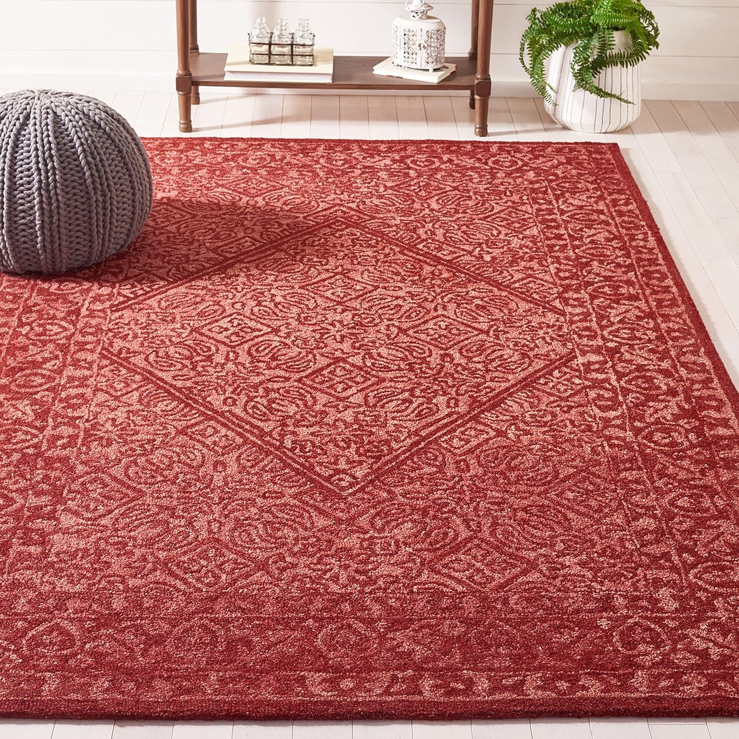 image:imageSAFAVIEH Area Rug 8x10 Dip Dye Collection Large Navy Blue Handmade Wool Ideal for Living Room Bedroom Office Dining Space DDY151NRed